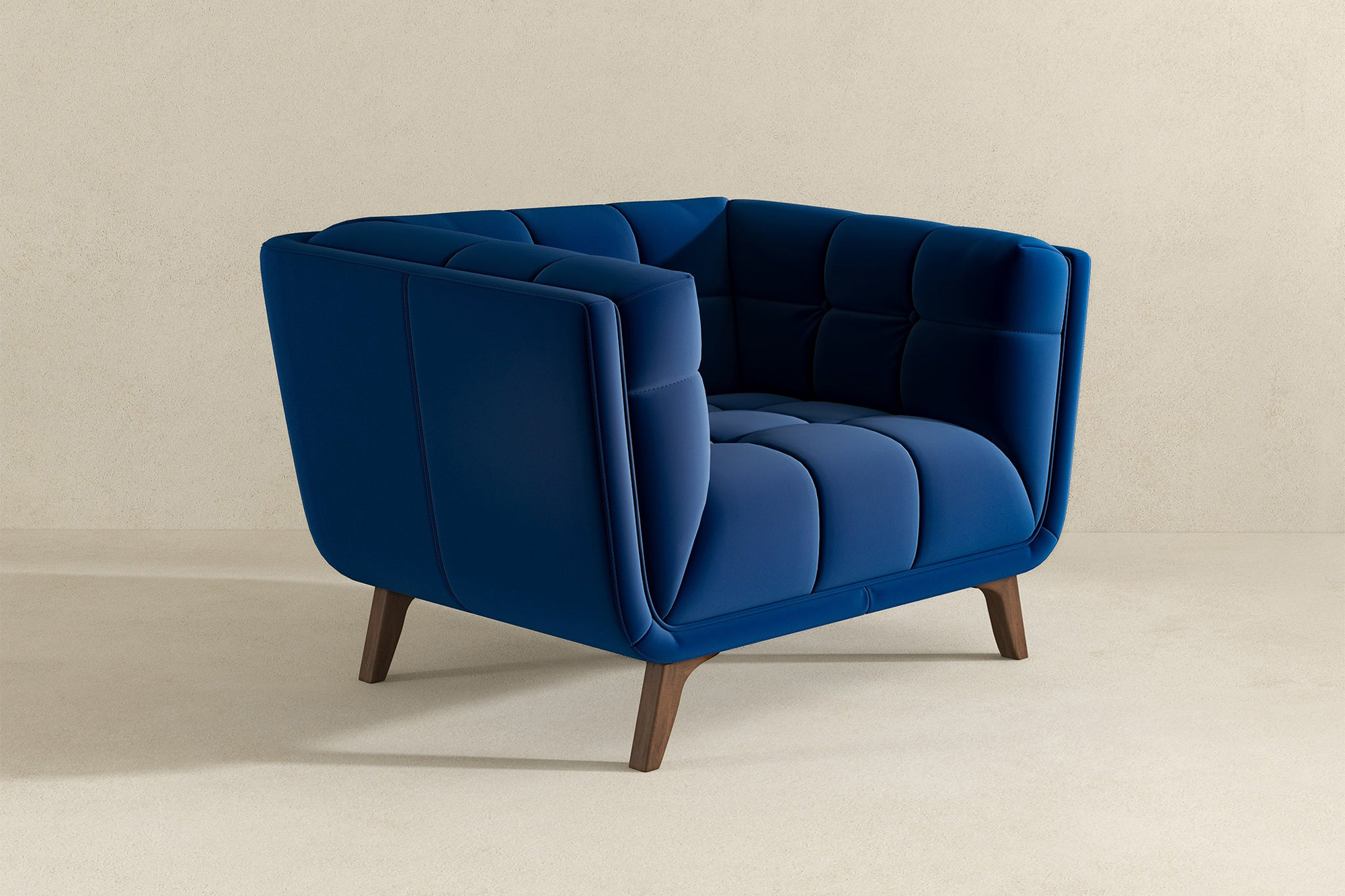 Ashcroft™ Addison Mid-Century Modern Velvet Lounge Chair - Dark Blue