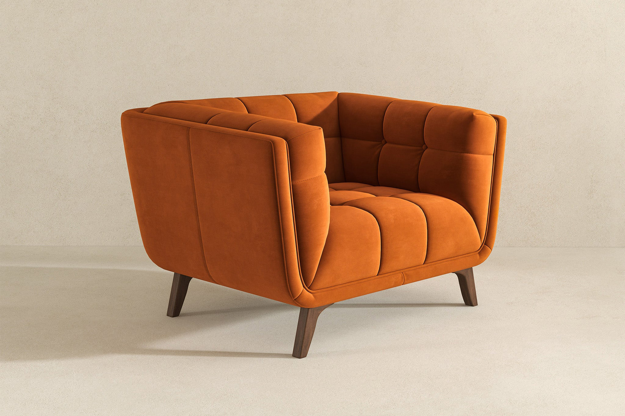 Ashcroft™ Addison Mid-Century Modern Velvet Lounge Chair - Burnt Orange