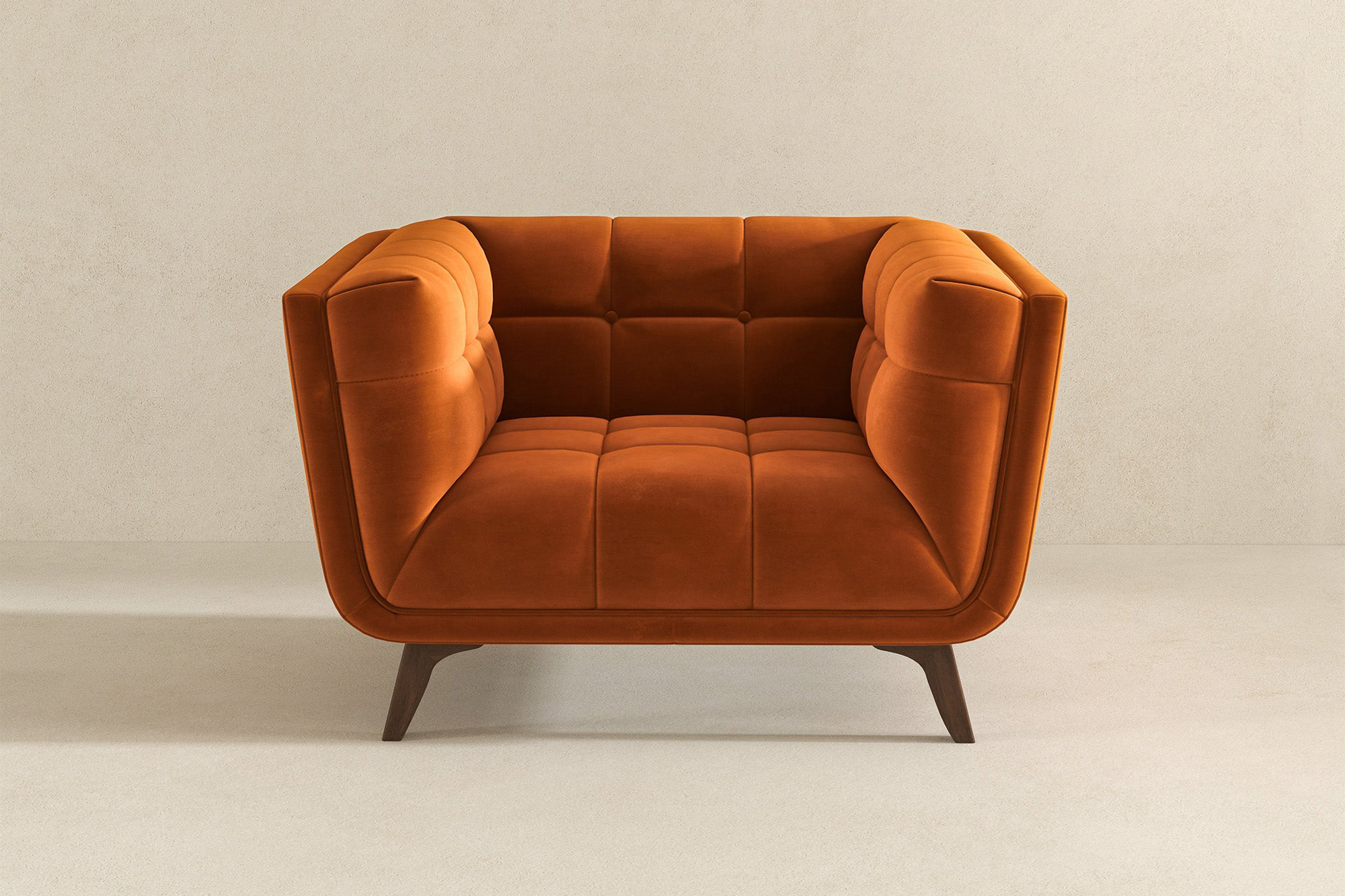 Ashcroft™ Addison Mid-Century Modern Velvet Lounge Chair - Burnt Orange