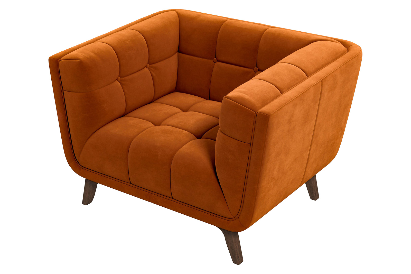 Ashcroft™ Addison Mid-Century Modern Velvet Lounge Chair - Burnt Orange