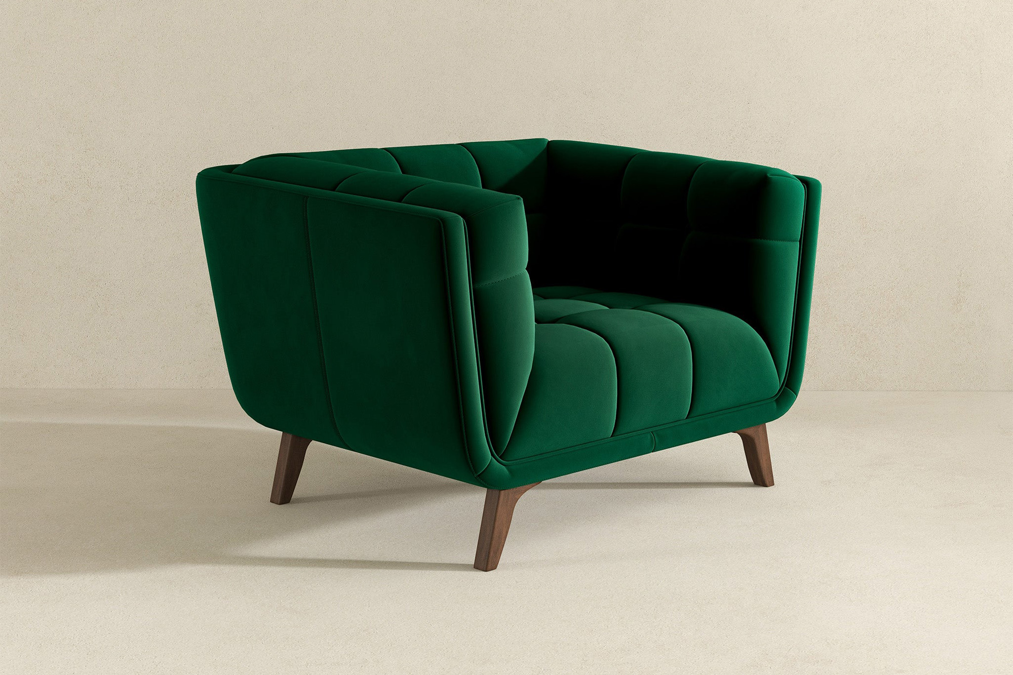 Ashcroft™ Addison Mid-Century Modern Velvet Lounge Chair - Dark Green