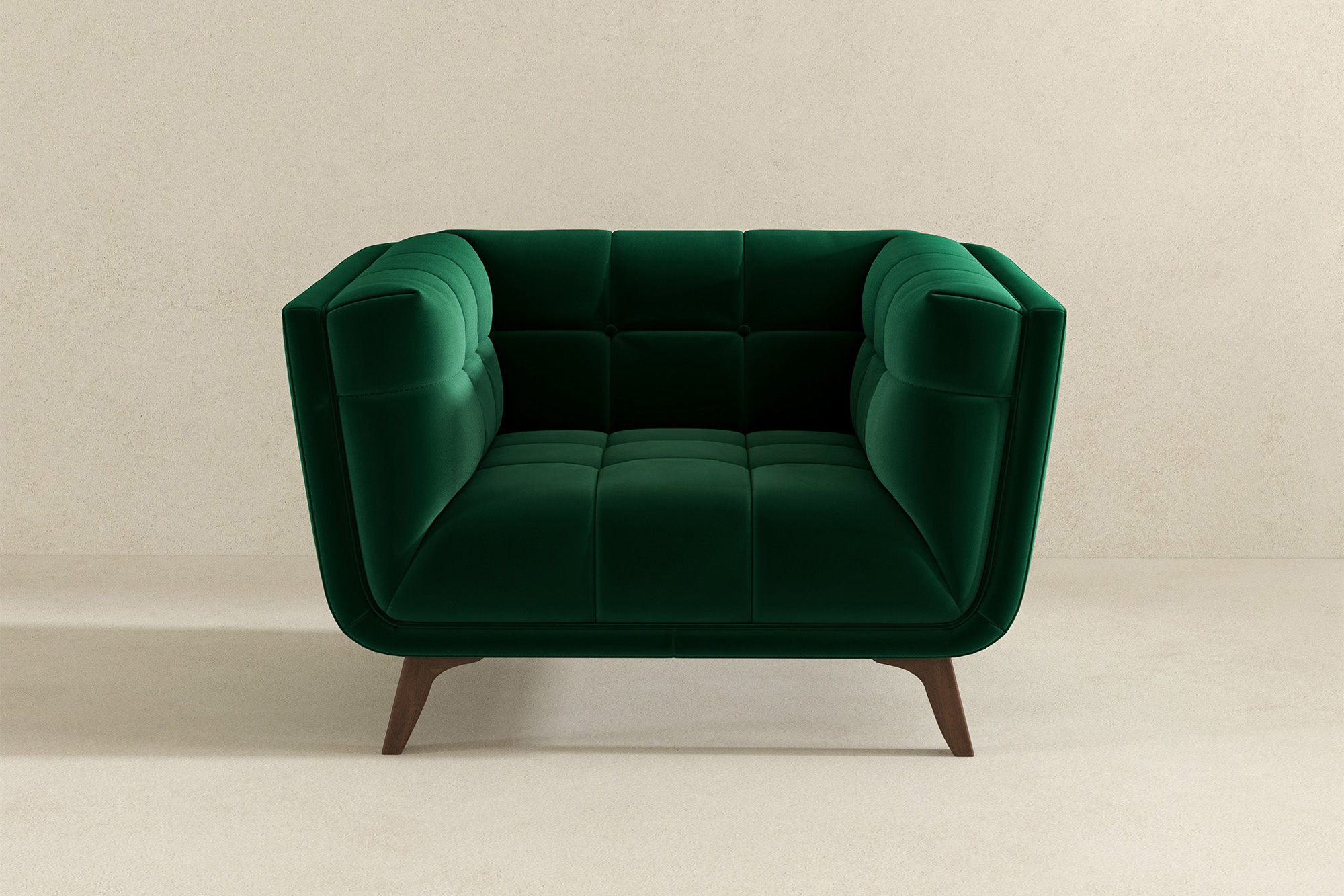 Ashcroft™ Addison Mid-Century Modern Velvet Lounge Chair - Dark Green