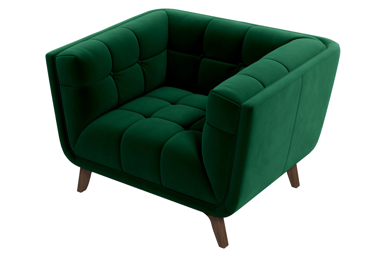 Ashcroft™ Addison Mid-Century Modern Velvet Lounge Chair - Dark Green