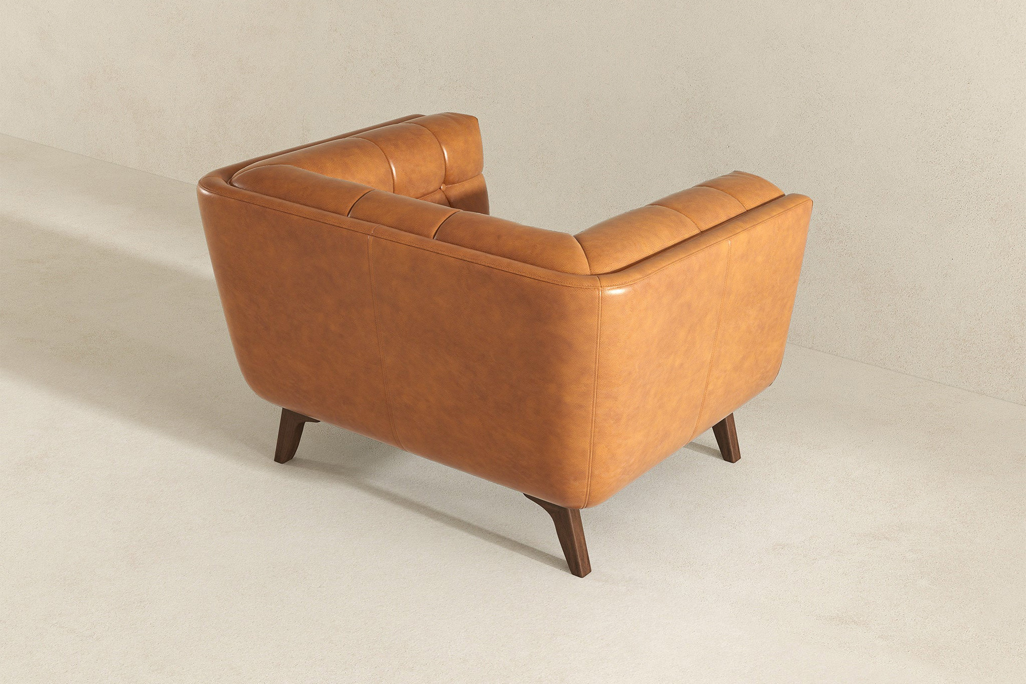 Ashcroft™ Addison Mid-Century Modern Leather Lounge Chair - Cognac