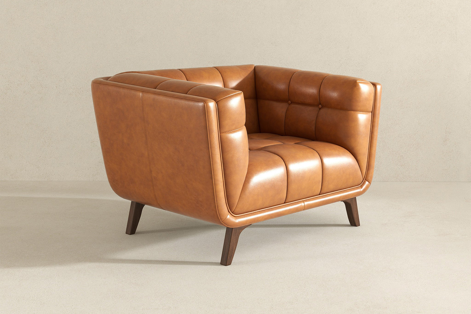 Ashcroft™ Addison Mid-Century Modern Leather Lounge Chair - Cognac