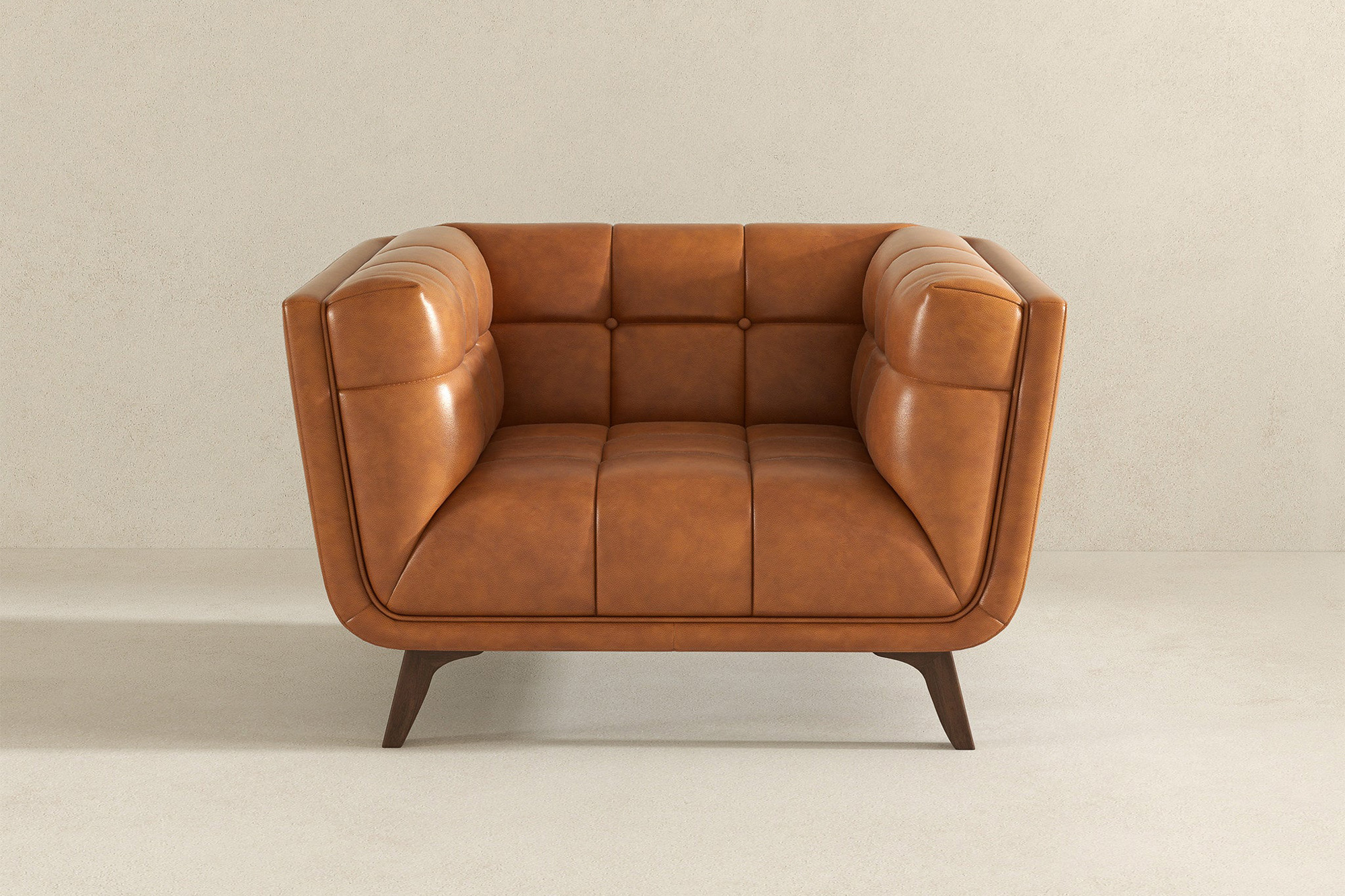 Ashcroft™ Addison Mid-Century Modern Leather Lounge Chair - Cognac