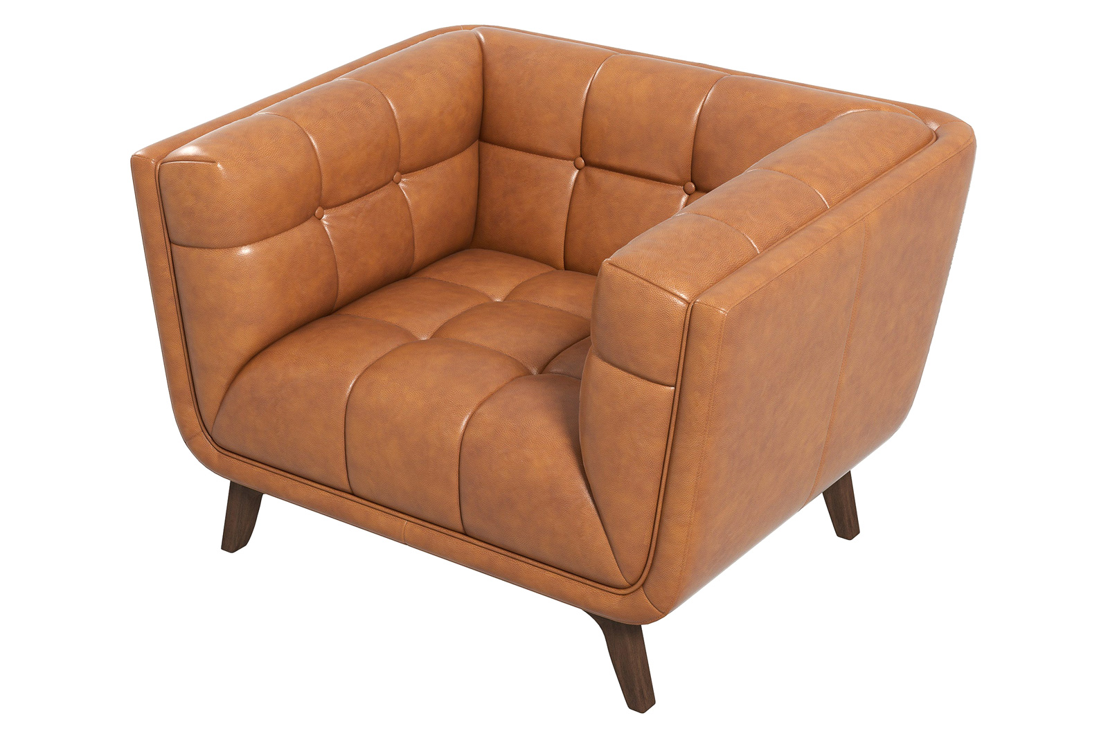 Ashcroft™ Addison Mid-Century Modern Leather Lounge Chair - Cognac