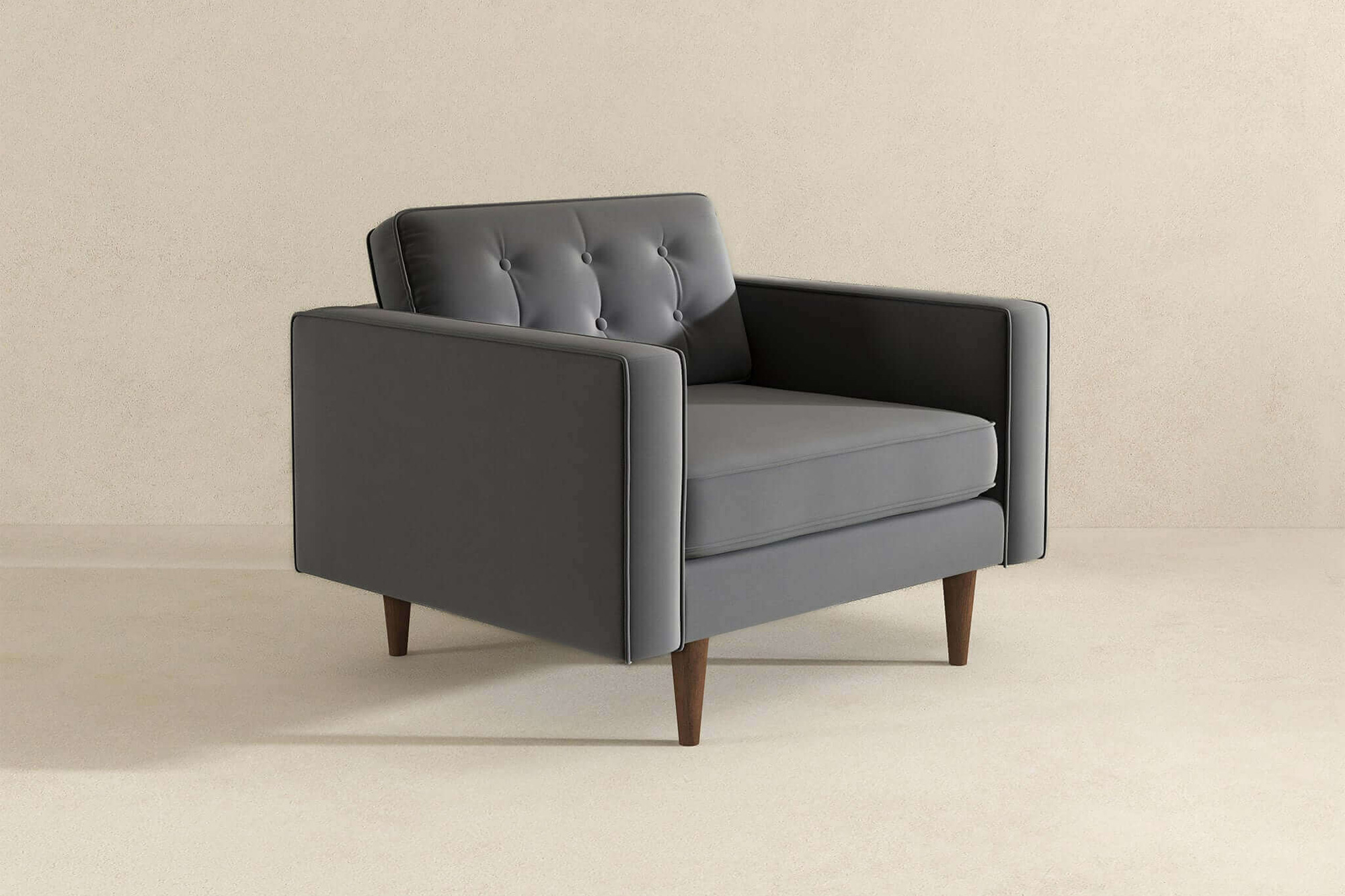 Ashcroft™ Casey Velvet Lounge Chair - Gray