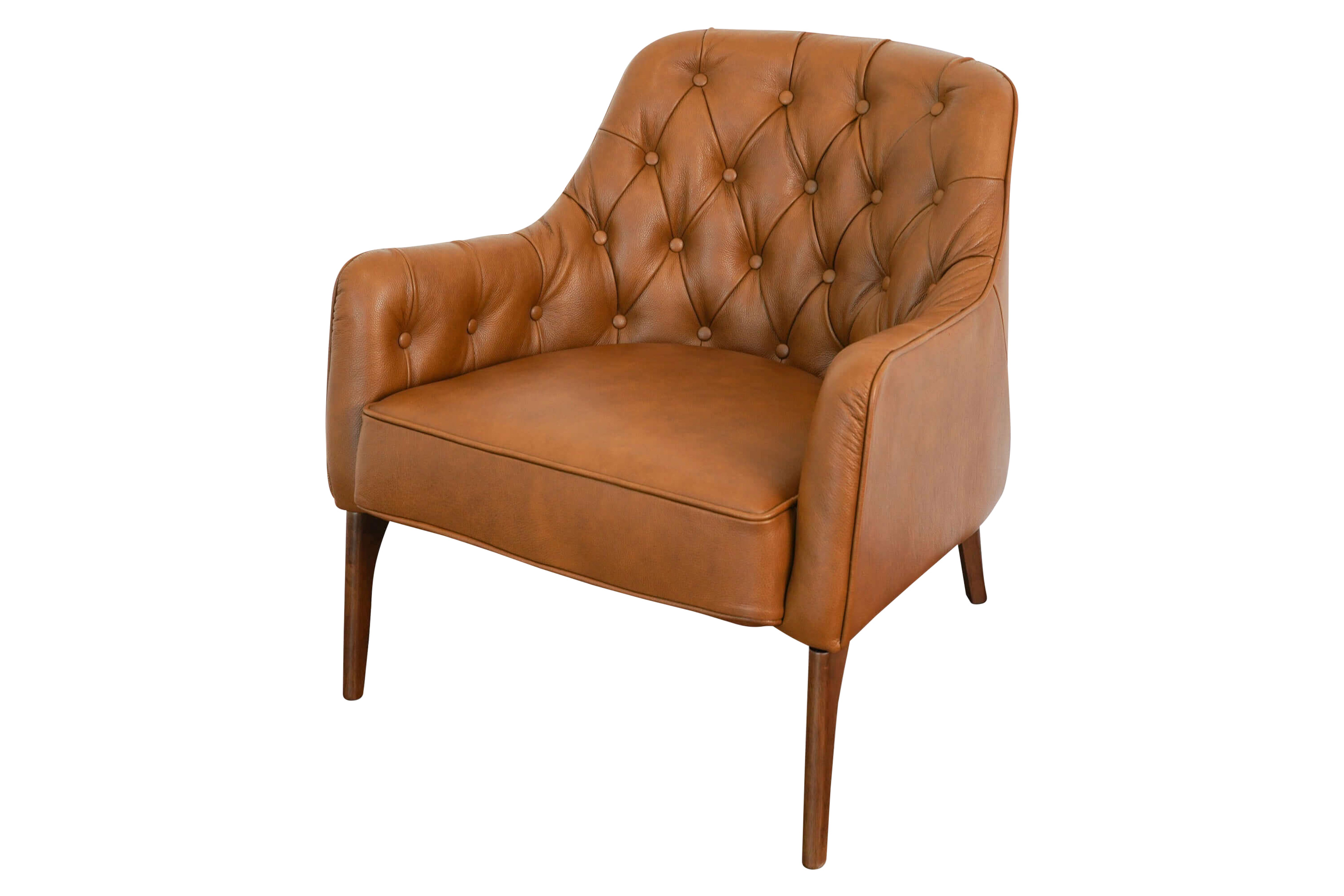 Ashcroft - Joshua Tufted Leather Lounge Chair in Tan