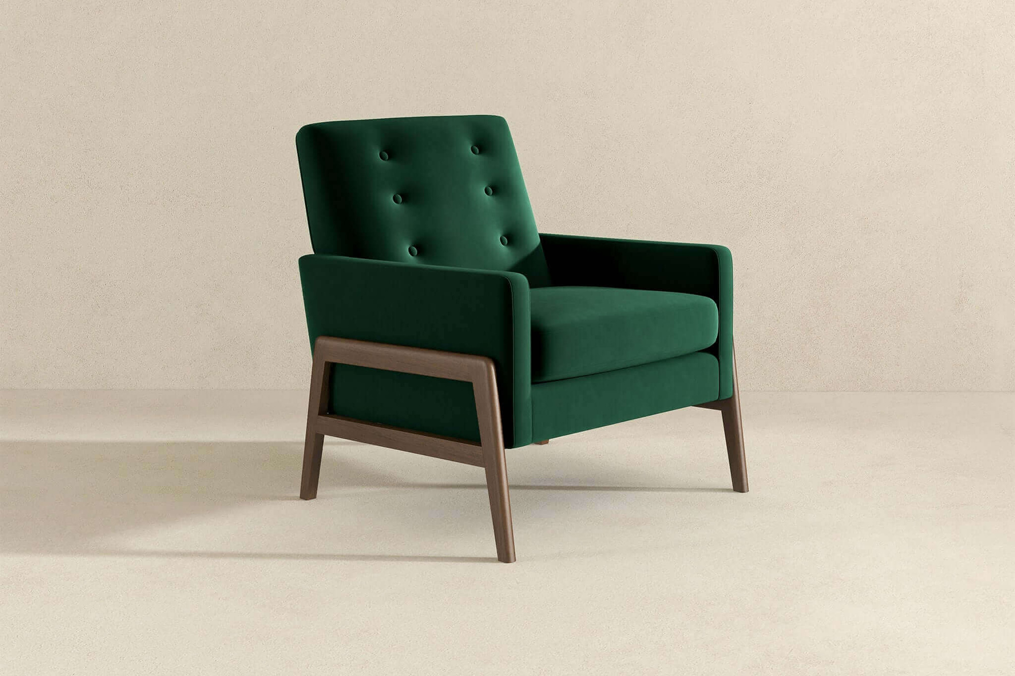 Ashcroft™ Cole Solid Wood Velvet Lounge Chair - Green