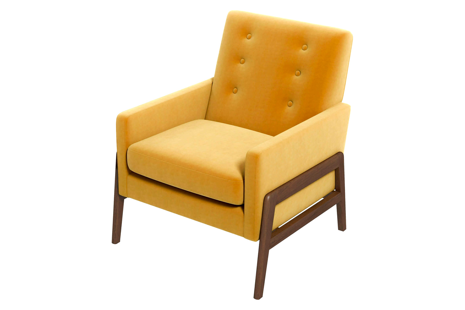 Ashcroft™ Cole Solid Wood Velvet Lounge Chair - Dark Yellow