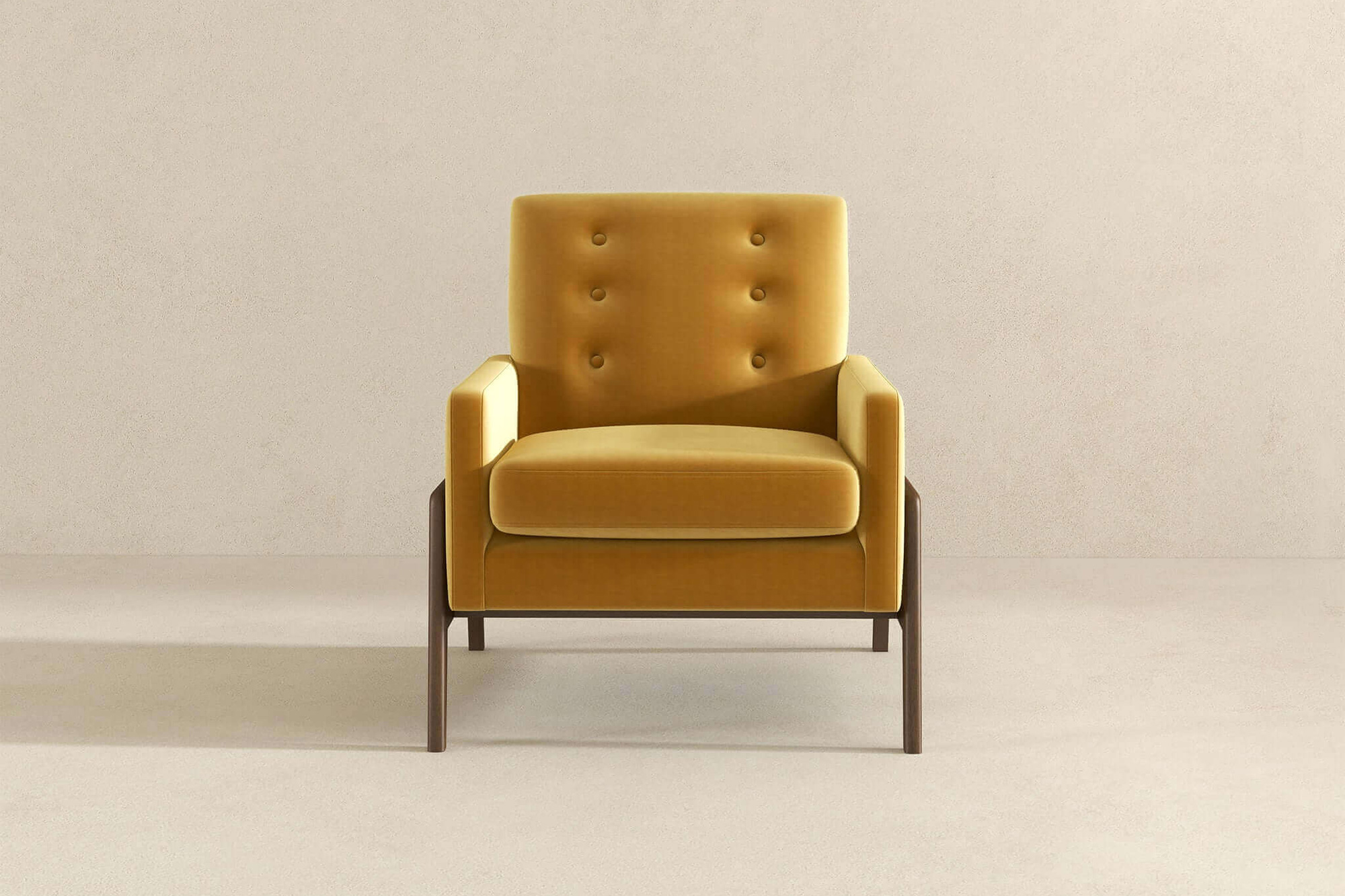 Ashcroft™ Cole Solid Wood Velvet Lounge Chair - Dark Yellow