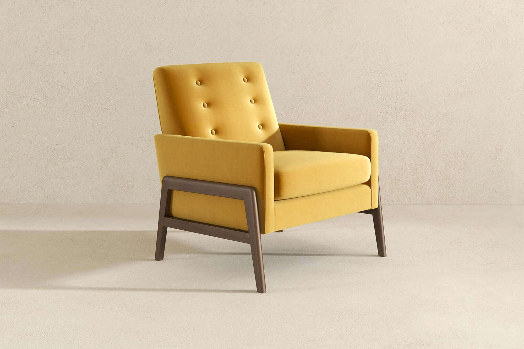 Ashcroft™ Cole Solid Wood Velvet Lounge Chair - Dark Yellow