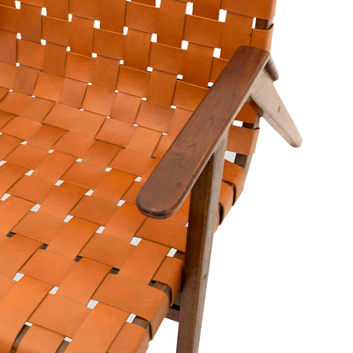 Ashcroft™ David Genuine Leather Teak Lounge Chair - Tan