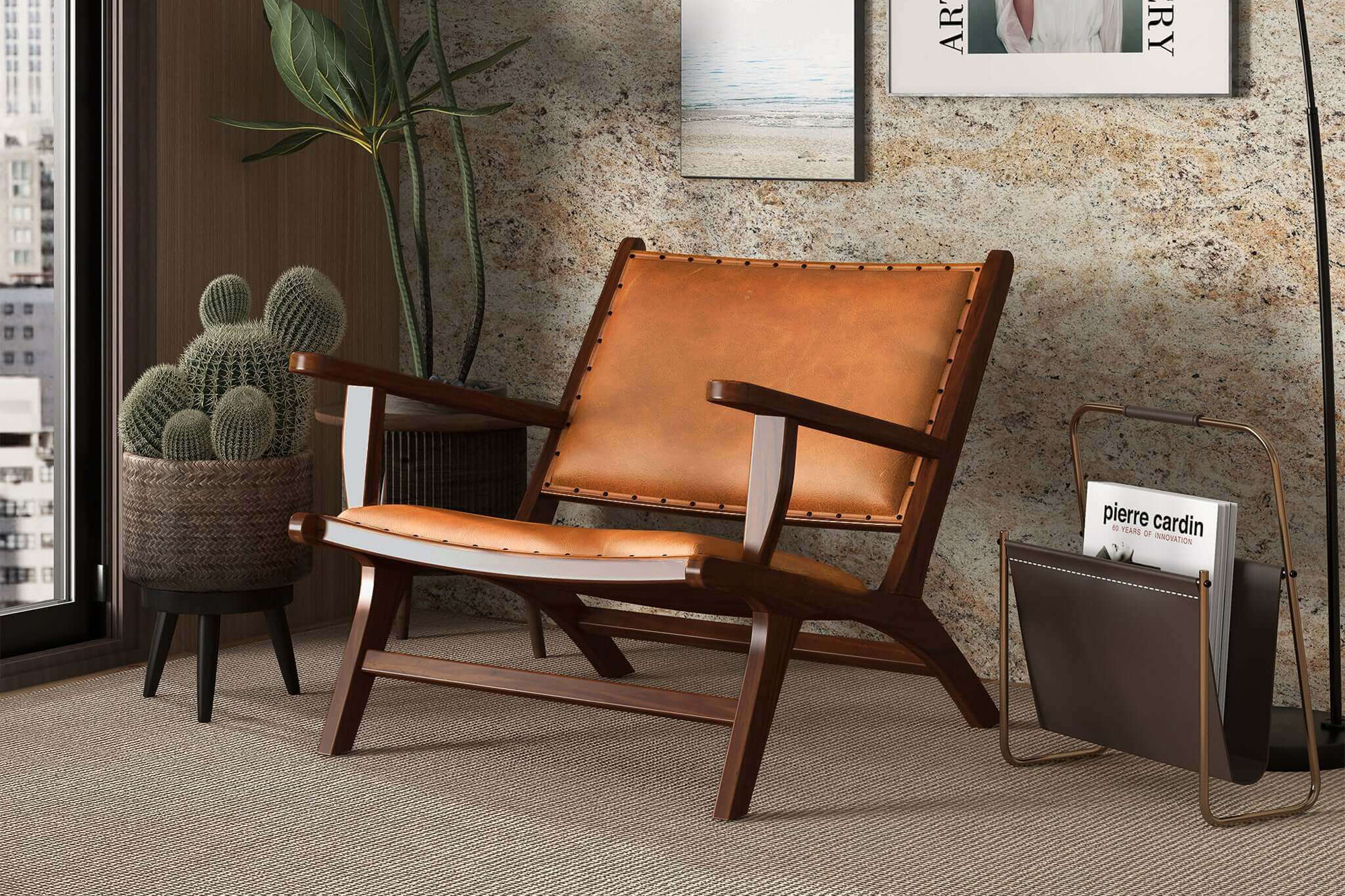 Ashcroft - Daniel Leather Arm Chair in Tan