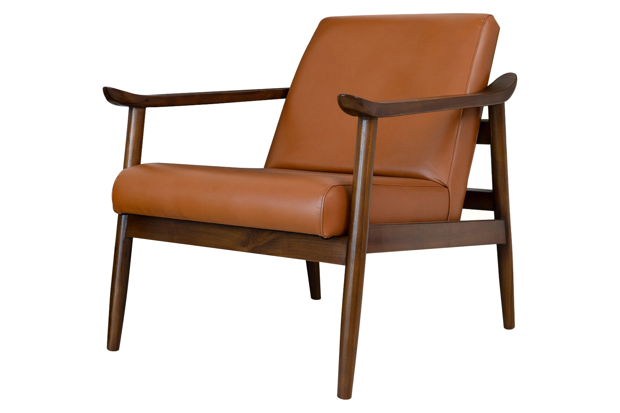 Ashcroft™ Brandon Leather Lounge Chair - Solid Dark Tan