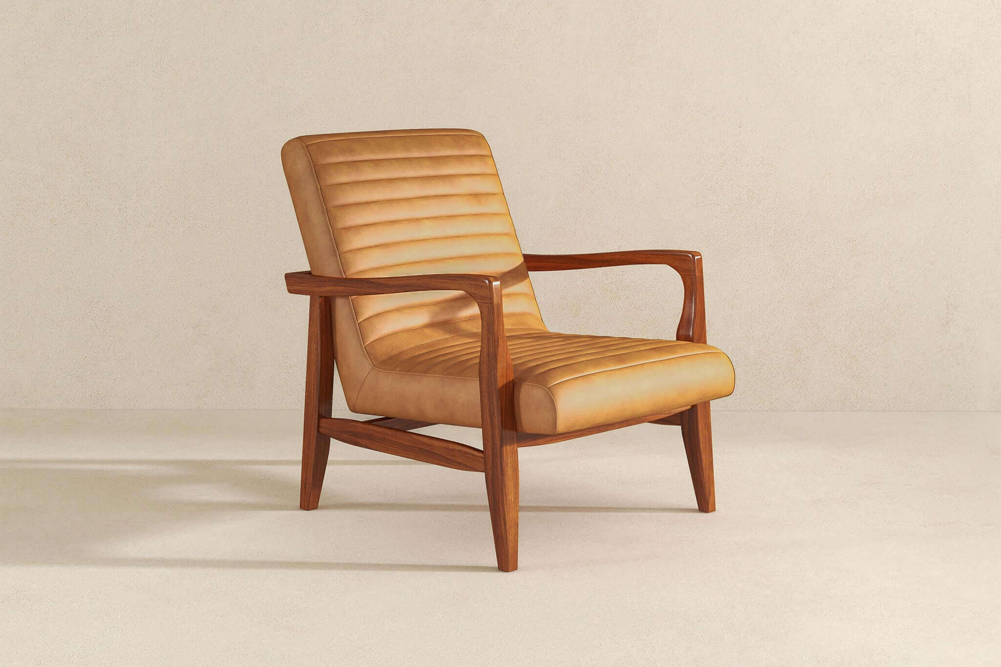 Ashcroft™ Micah Genuine Leather Accent Chair - Tan