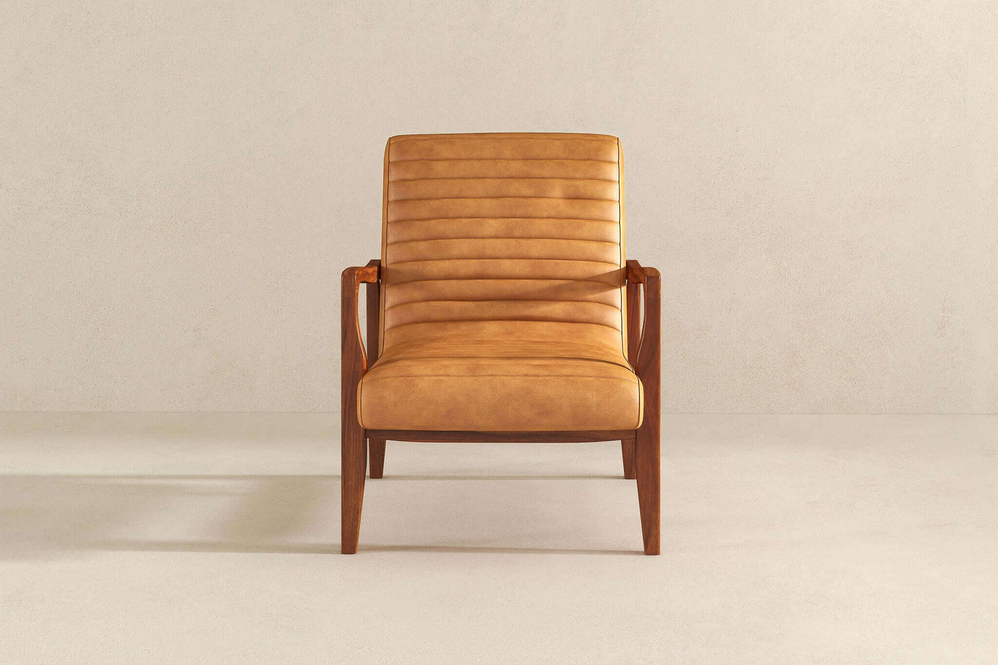 Ashcroft™ Micah Genuine Leather Accent Chair - Tan