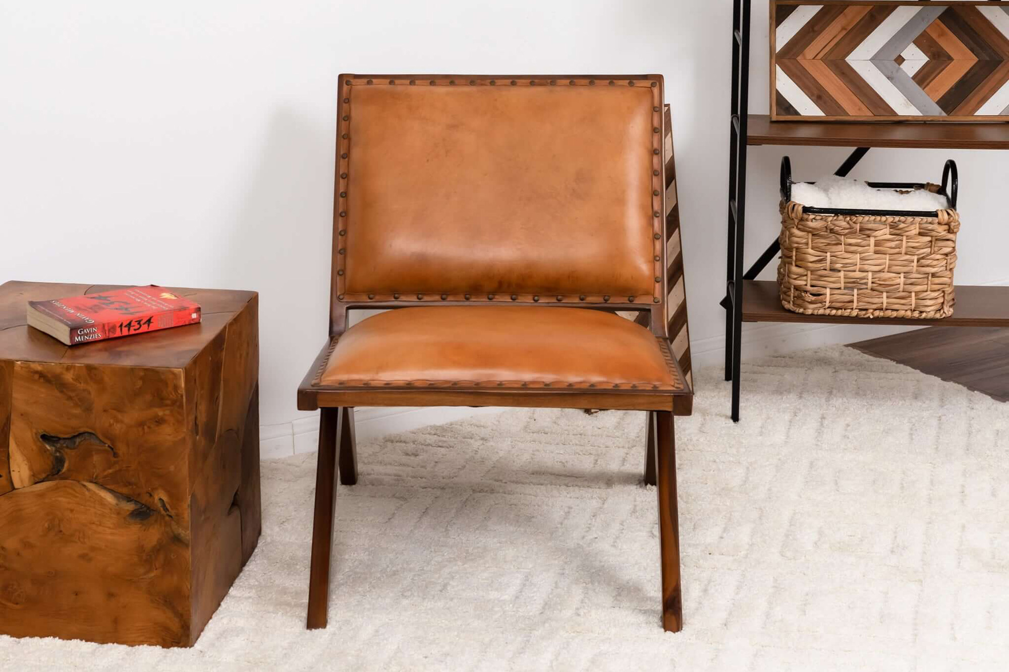 Ashcroft - Colin Leather Lounge Chair in Tan