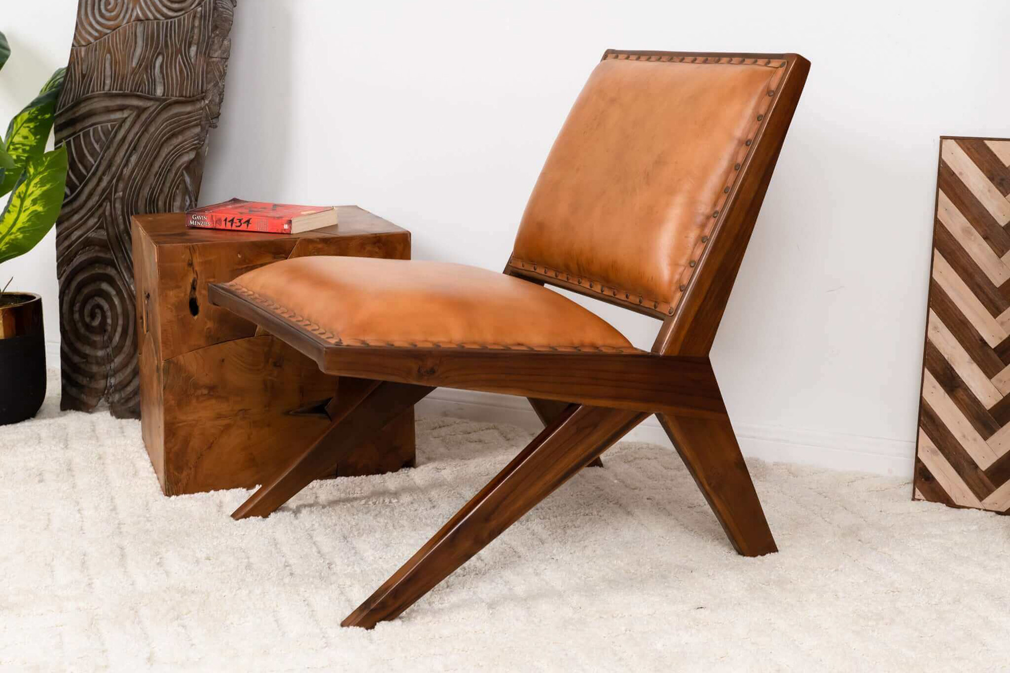 Ashcroft - Colin Leather Lounge Chair in Tan