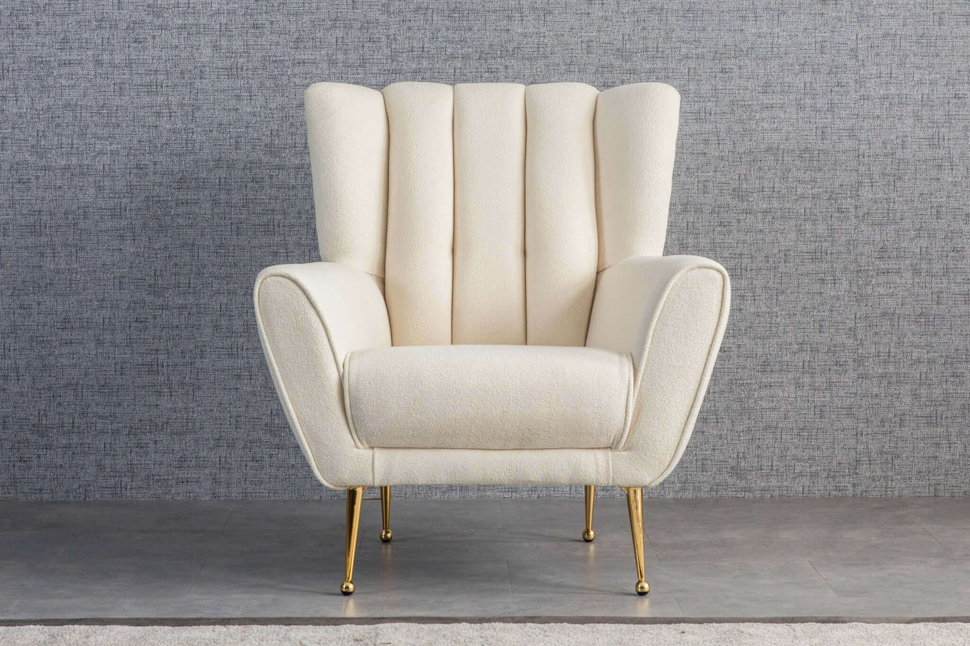 Ashcroft™ Gianna Tufted French Boucle Armchair - Cream