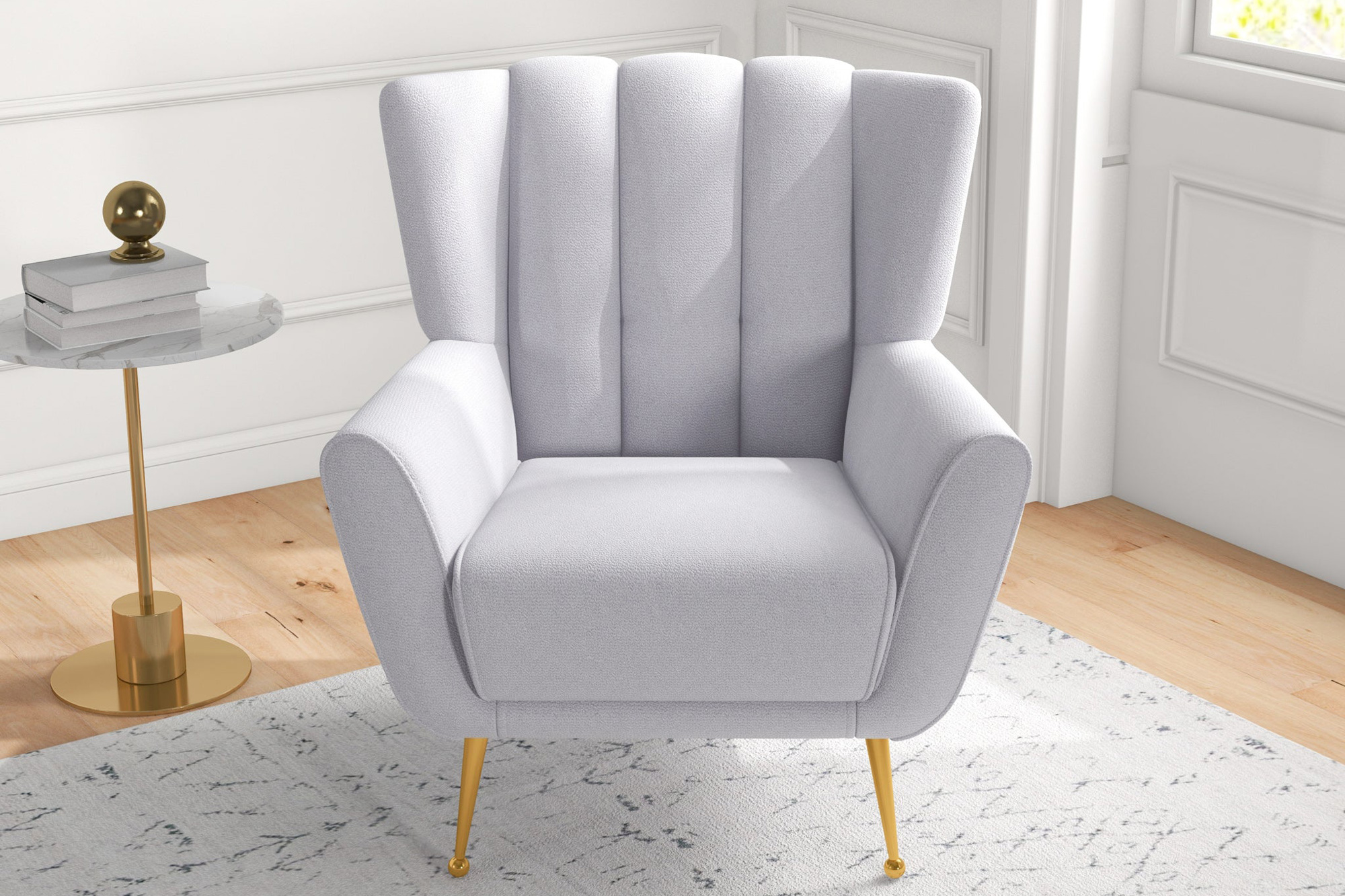 Ashcroft Gianna Tufted French Boucle Armchair - Gray