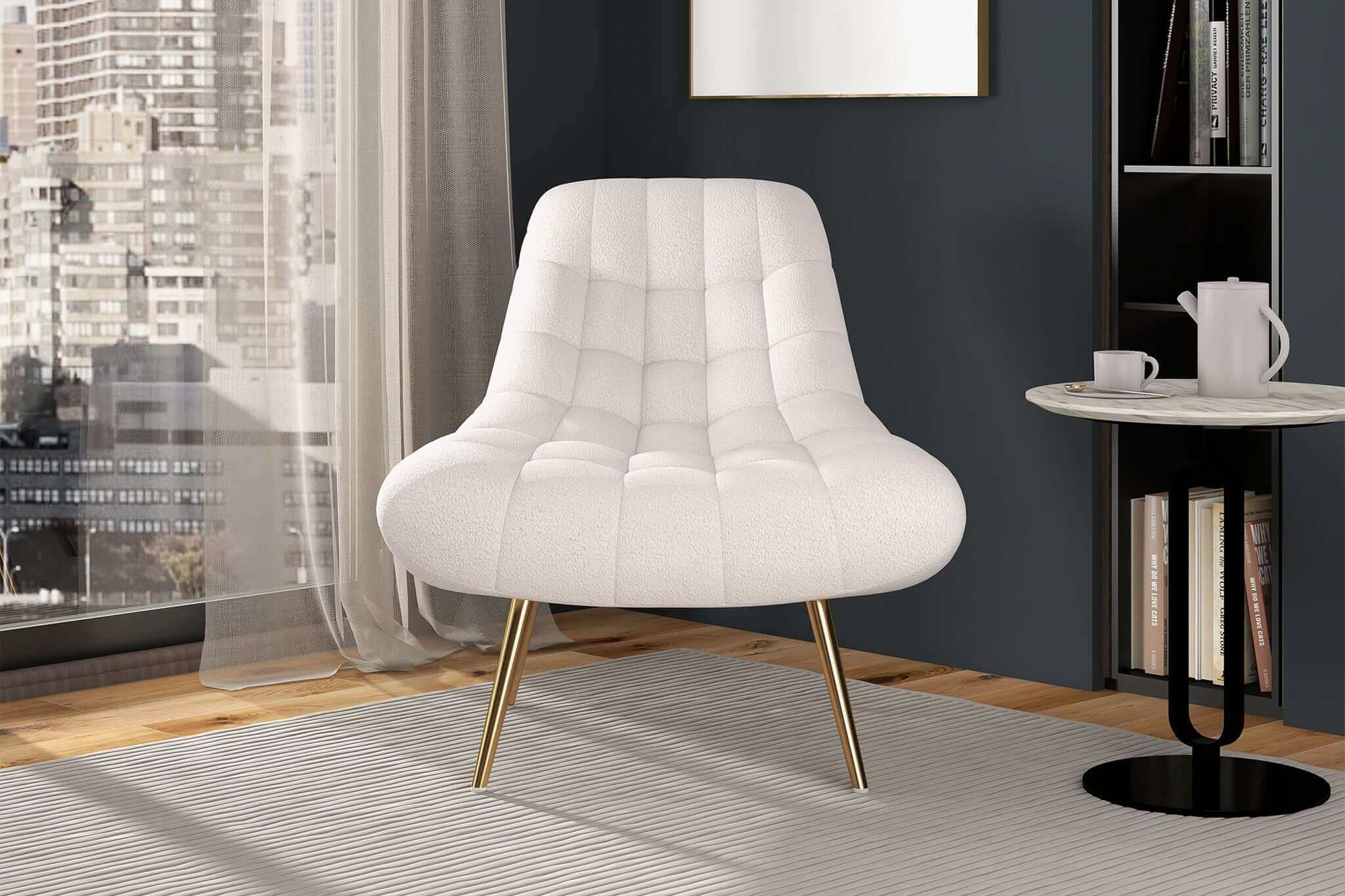 Ashcroft™ Aubrey French Boucle Lounge Chair - White