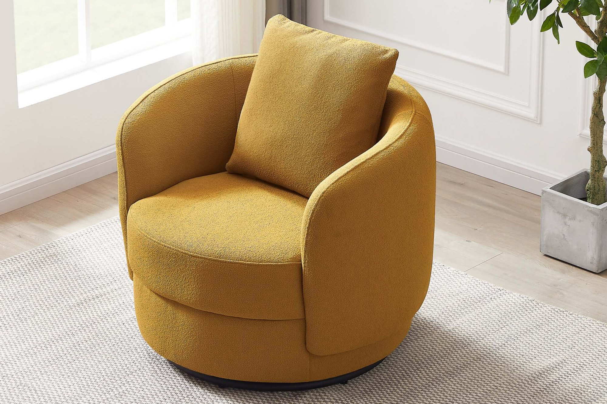 Ashcroft Dylan Boucle Lounge Chair - Yellow