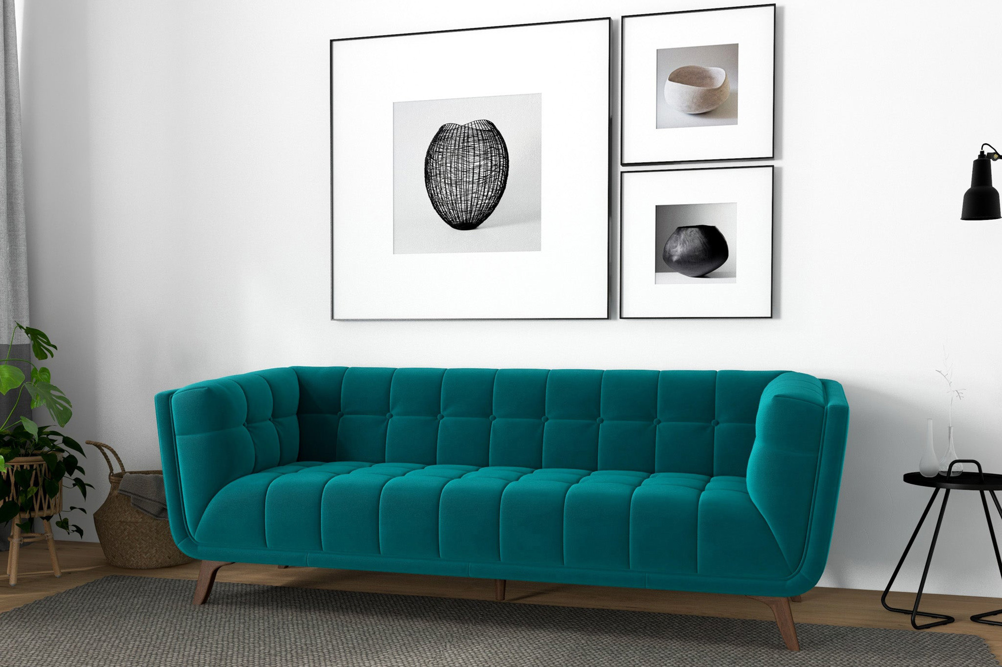 Ashcroft Addison Small Velvet Sofa - Teal