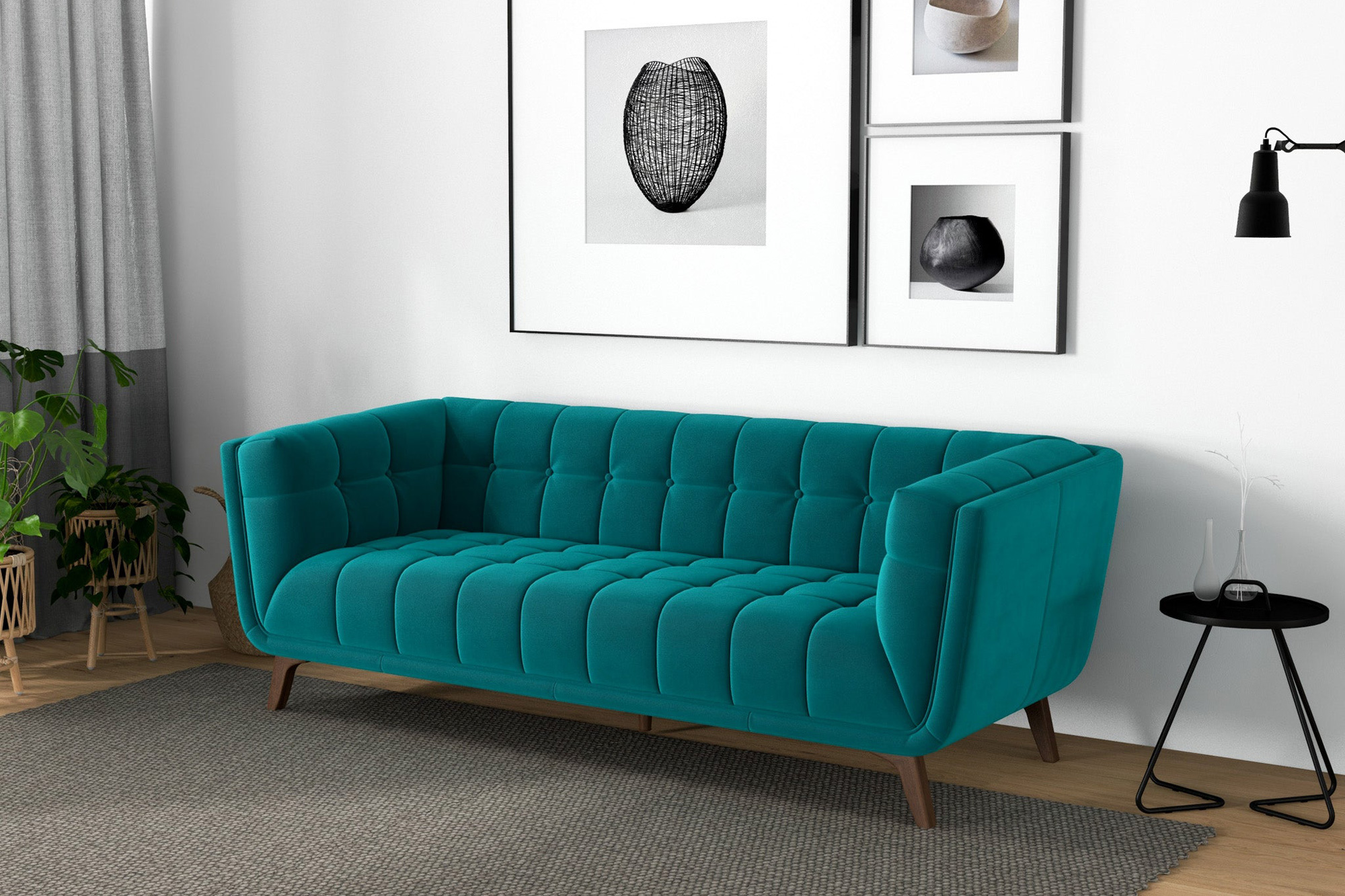 Ashcroft Addison Small Velvet Sofa - Teal