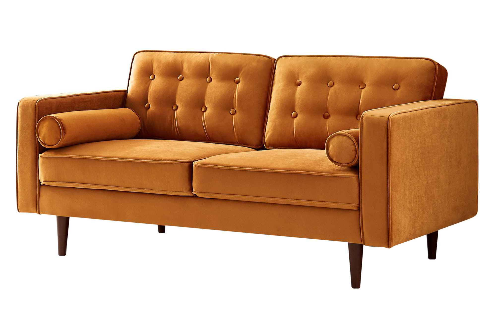 Ashcroft Casey Velvet Loveseat - Orange