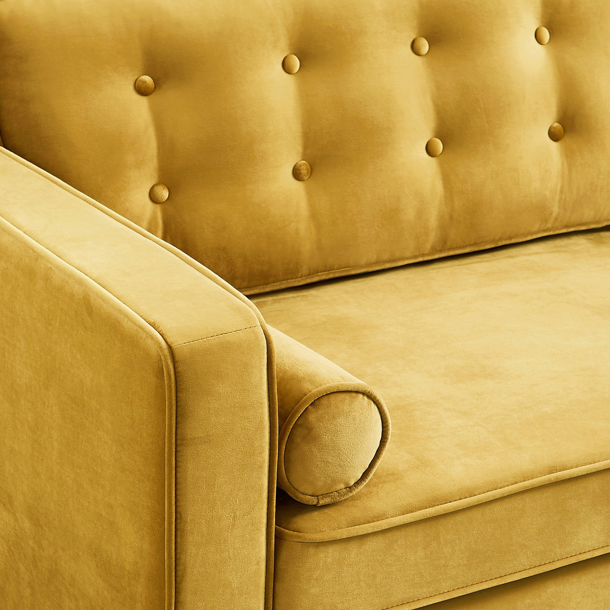 Ashcroft Casey Velvet Loveseat - Yellow