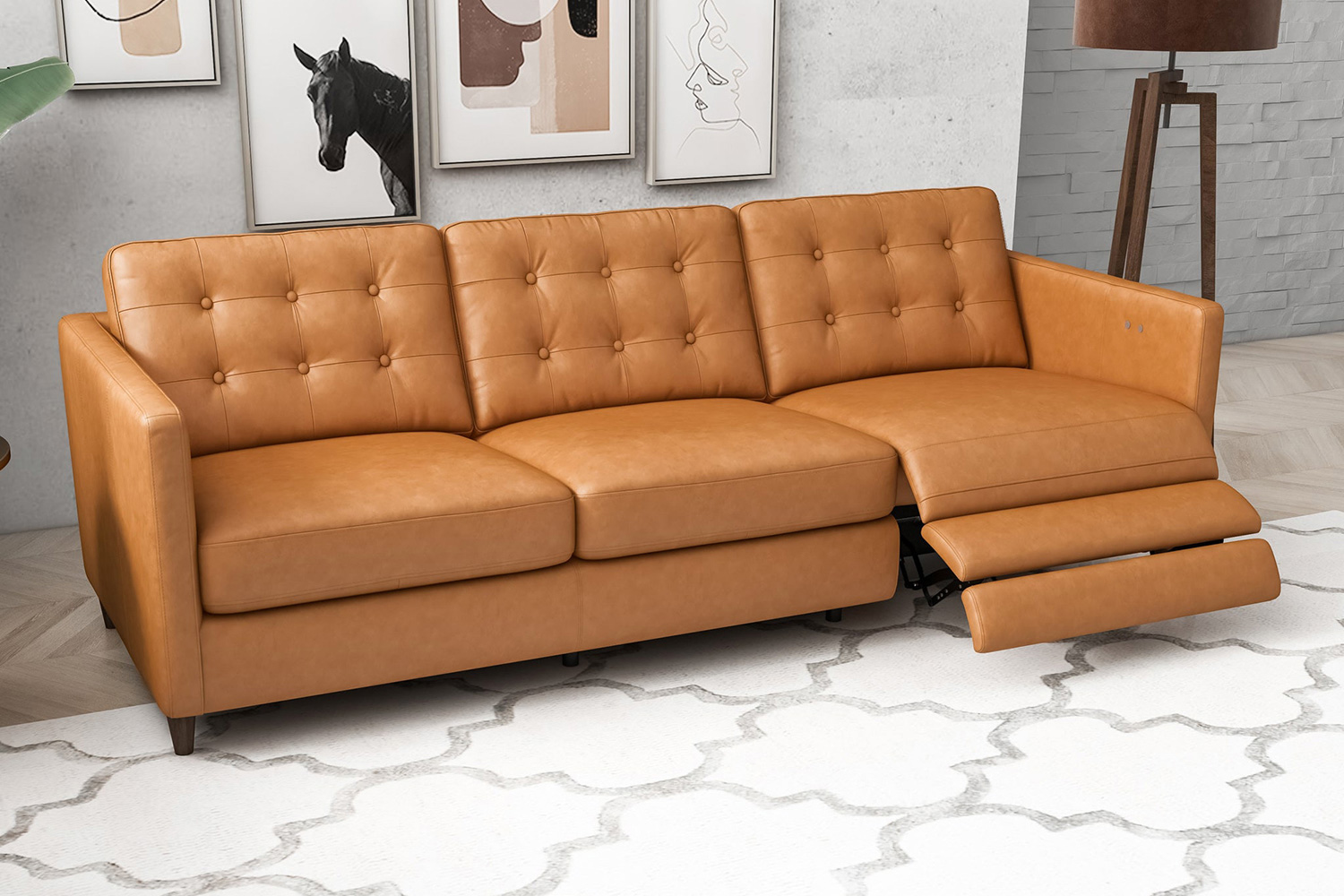 Ashcroft - Louis Leather Electric Reclining Sofa