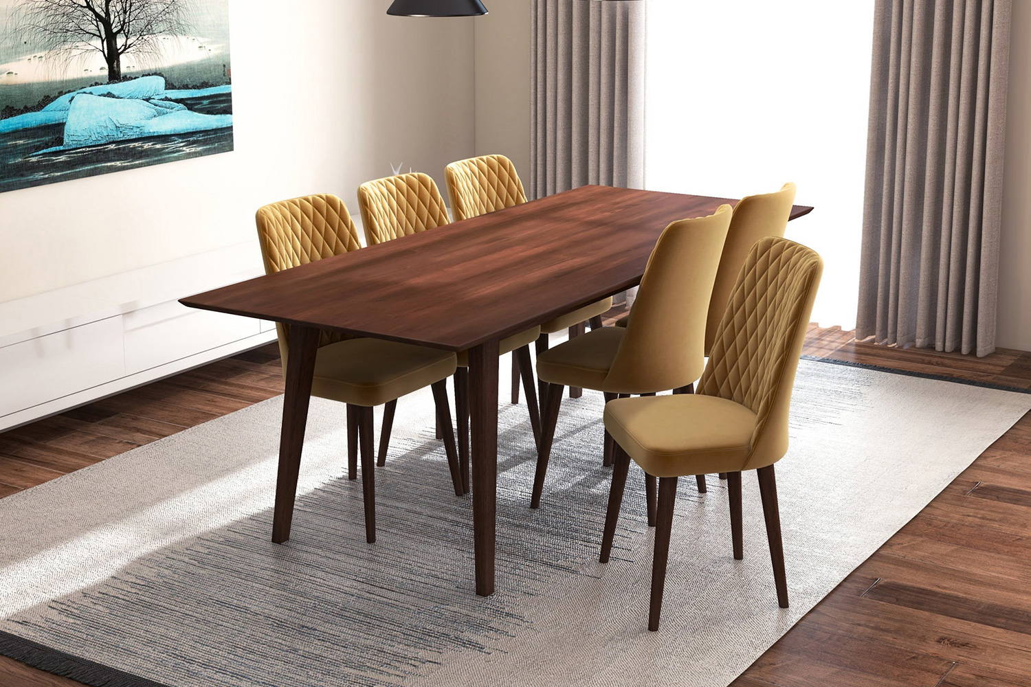 Ashcroft - Adira Dining Set with 6 Evette Chairs