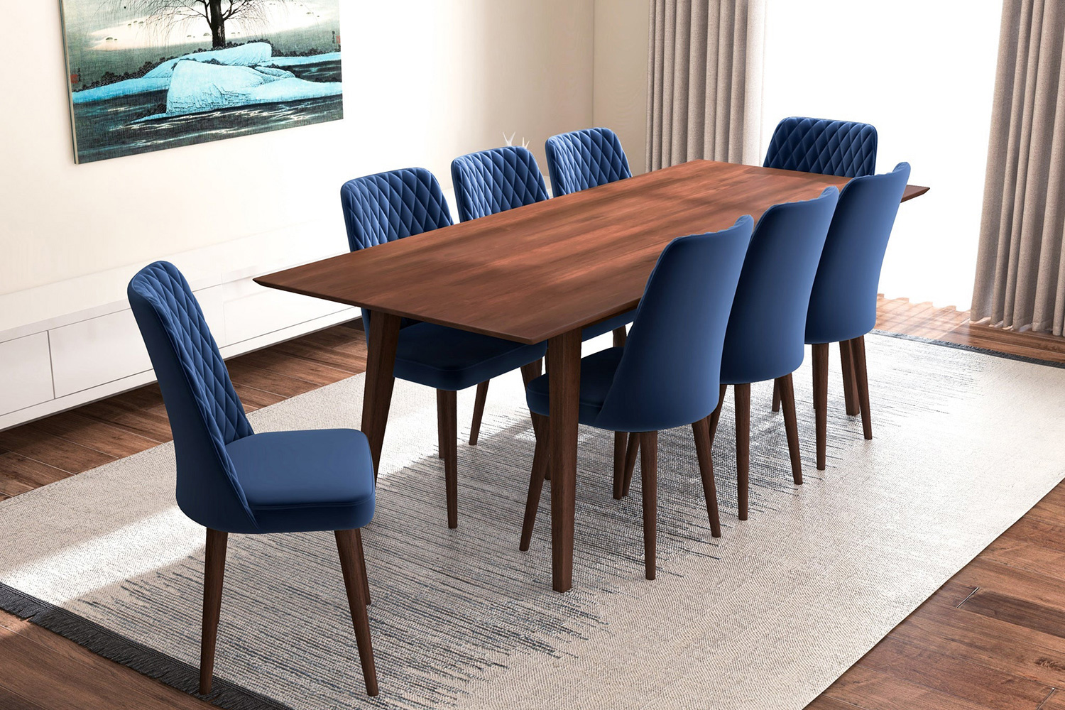 Ashcroft - Adira Dining Set with 8 Evette Chairs