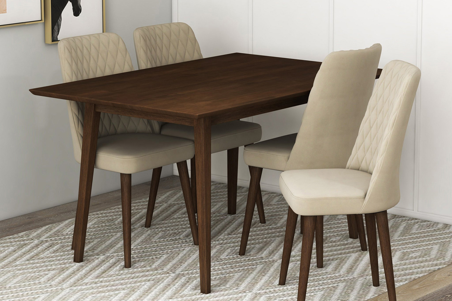 Ashcroft - Adira Dining Set with 4 Evette Chairs