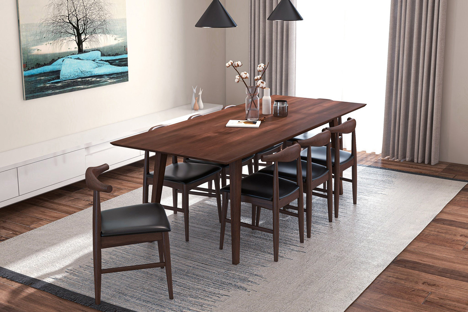 Ashcroft - Adira Dining Set with 8 Winston Chairs