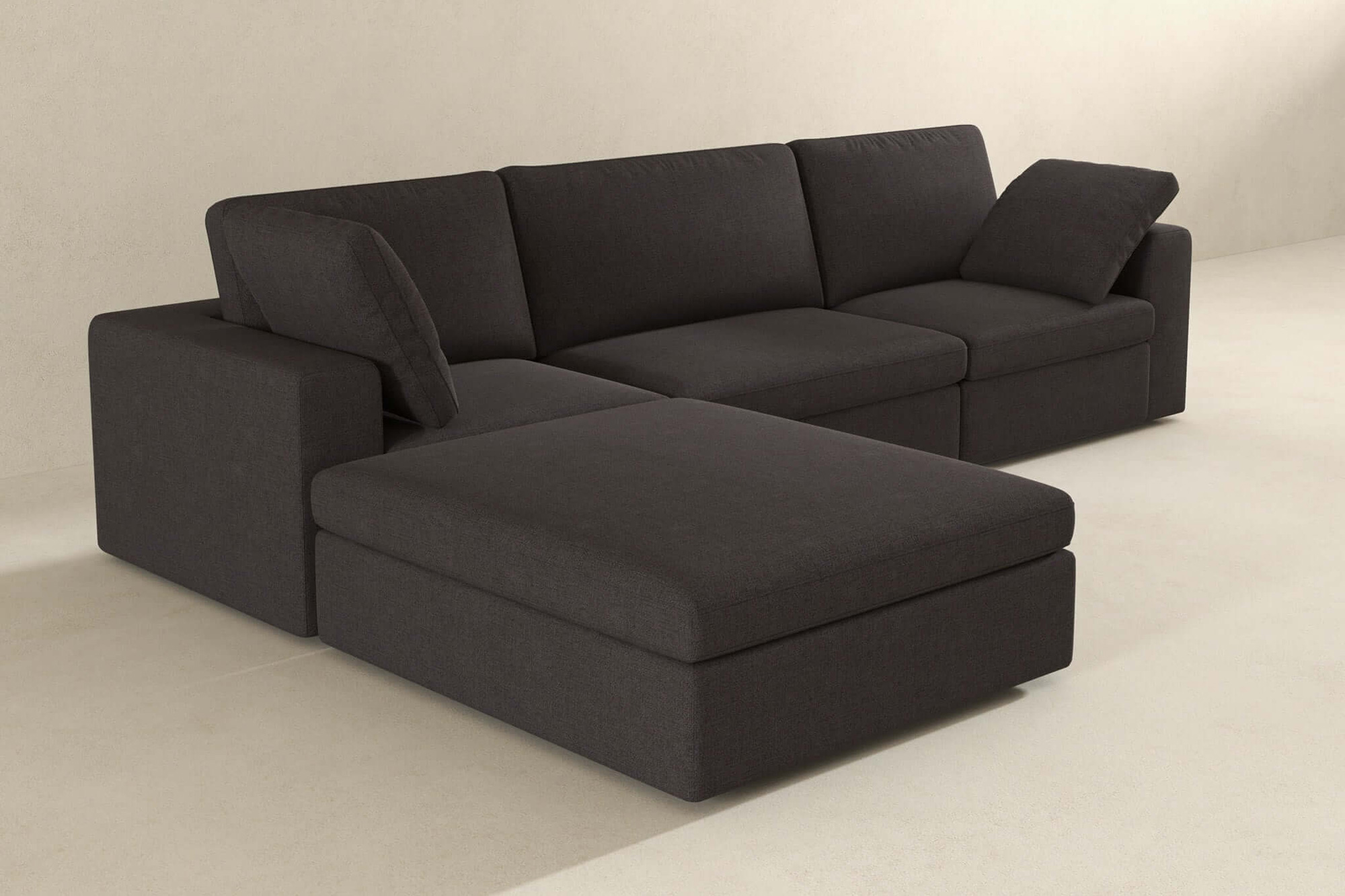 Ashcroft™ Cecilia Modular Corner Sectional Modern Fabric Sofa - Dark Gray