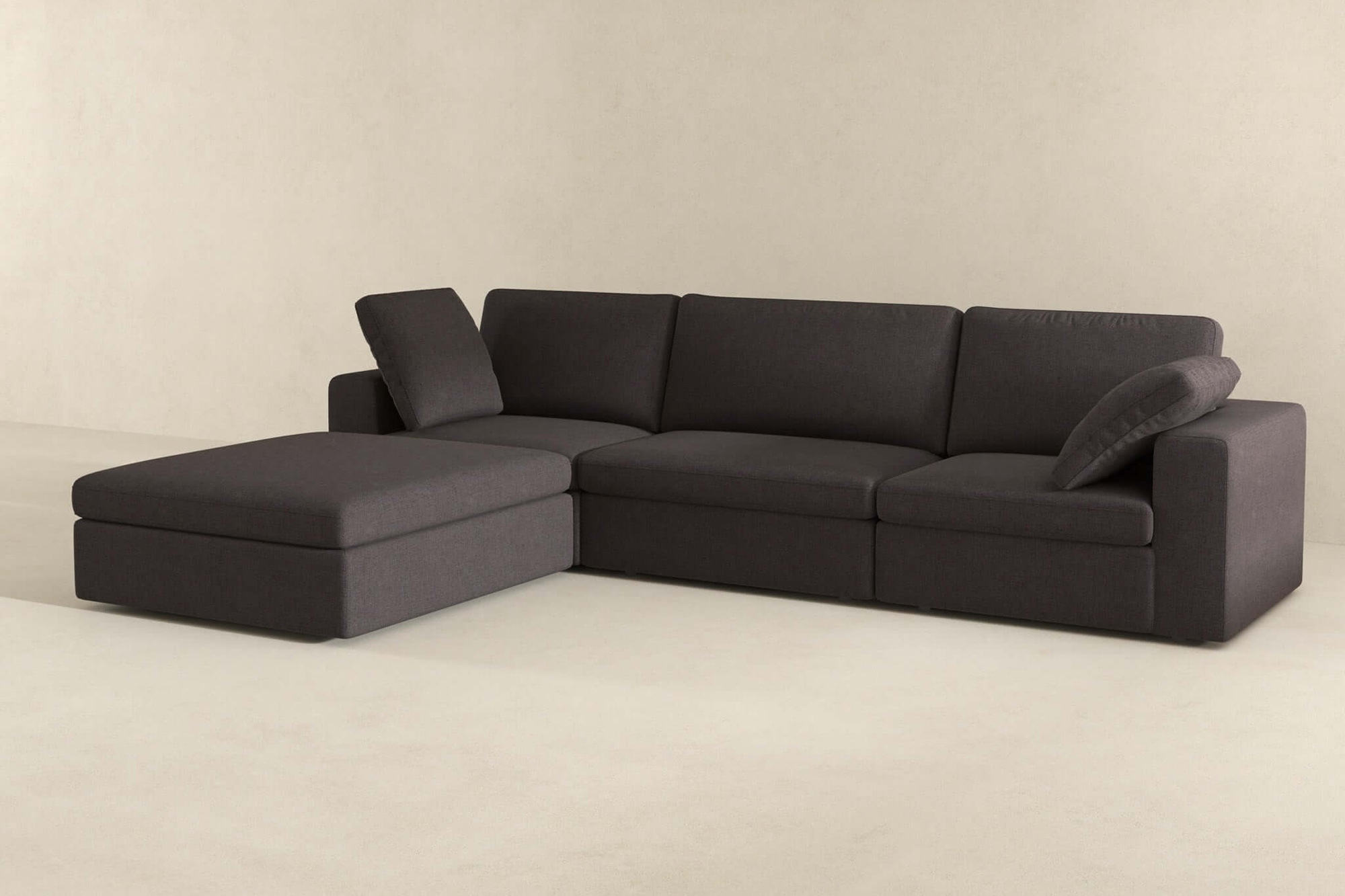 Ashcroft - Cecilia Modular Corner Sectional Modern Fabric Sofa in Dark Gray