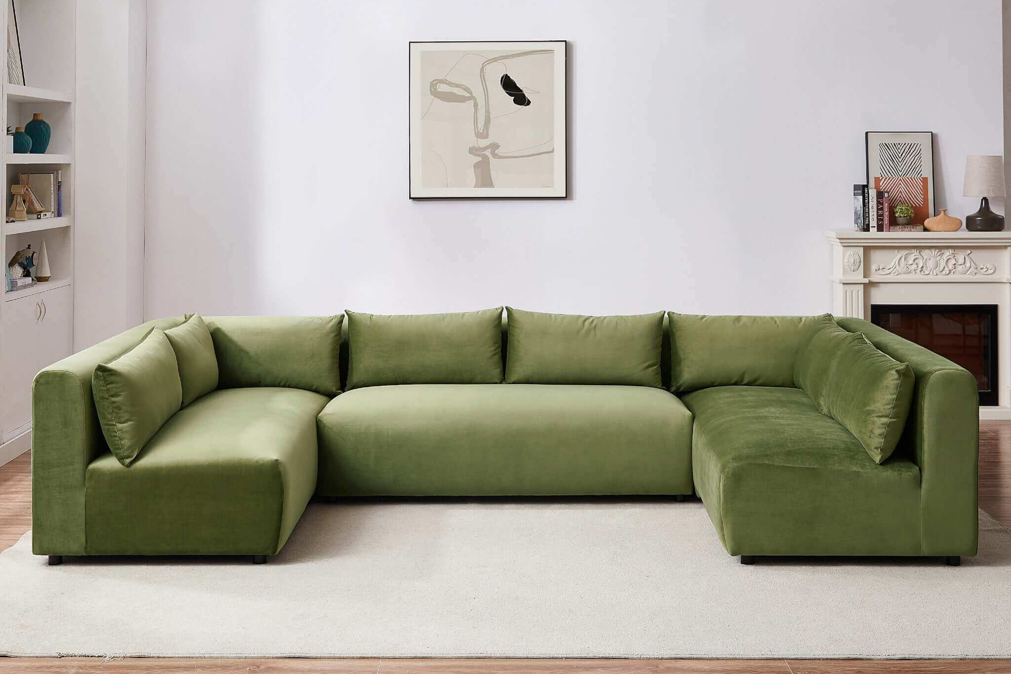 Ashcroft Aleny Modular Corner Sectional Sofa - Green