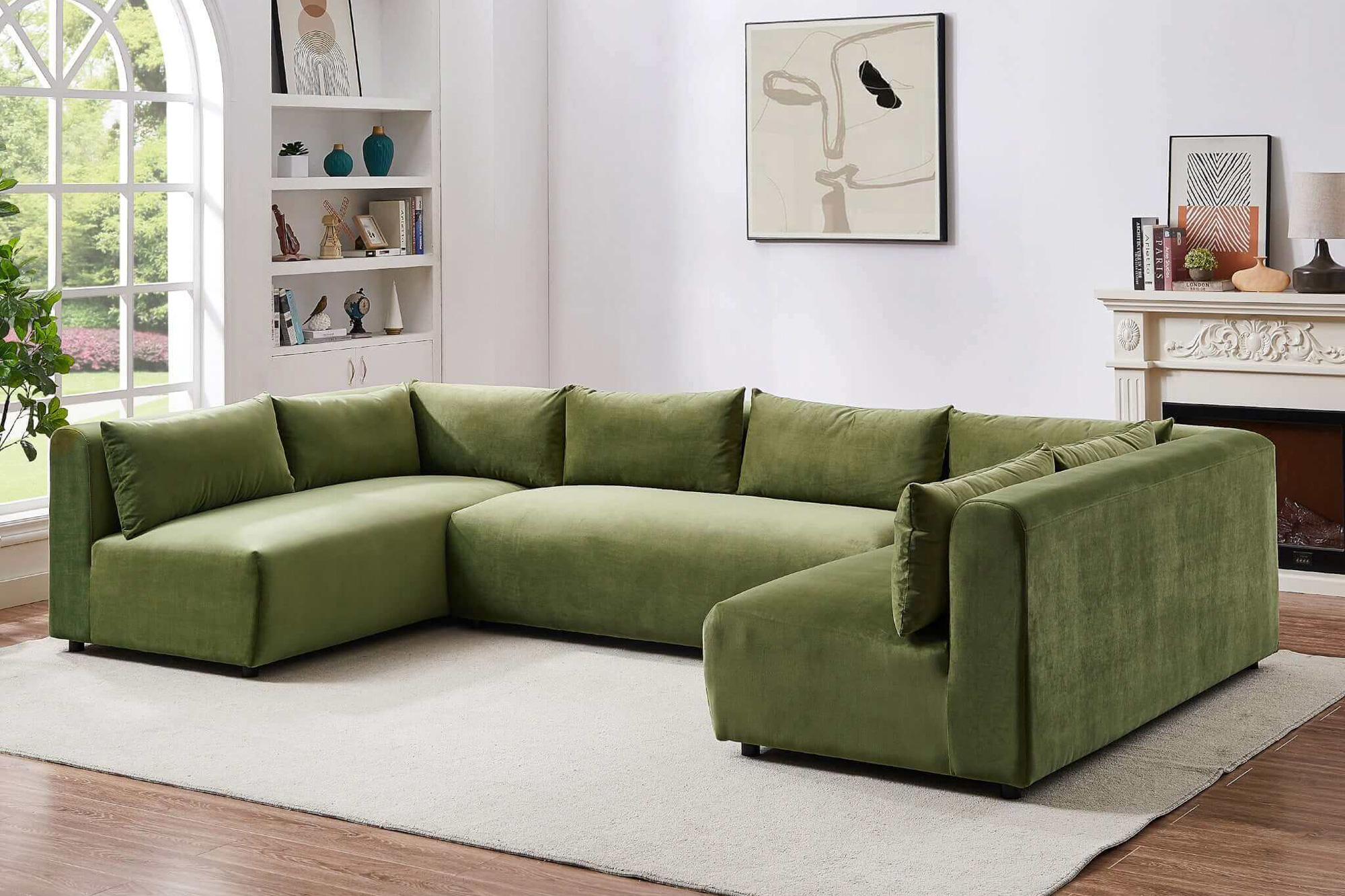 Ashcroft Aleny Modular Corner Sectional Sofa - Green