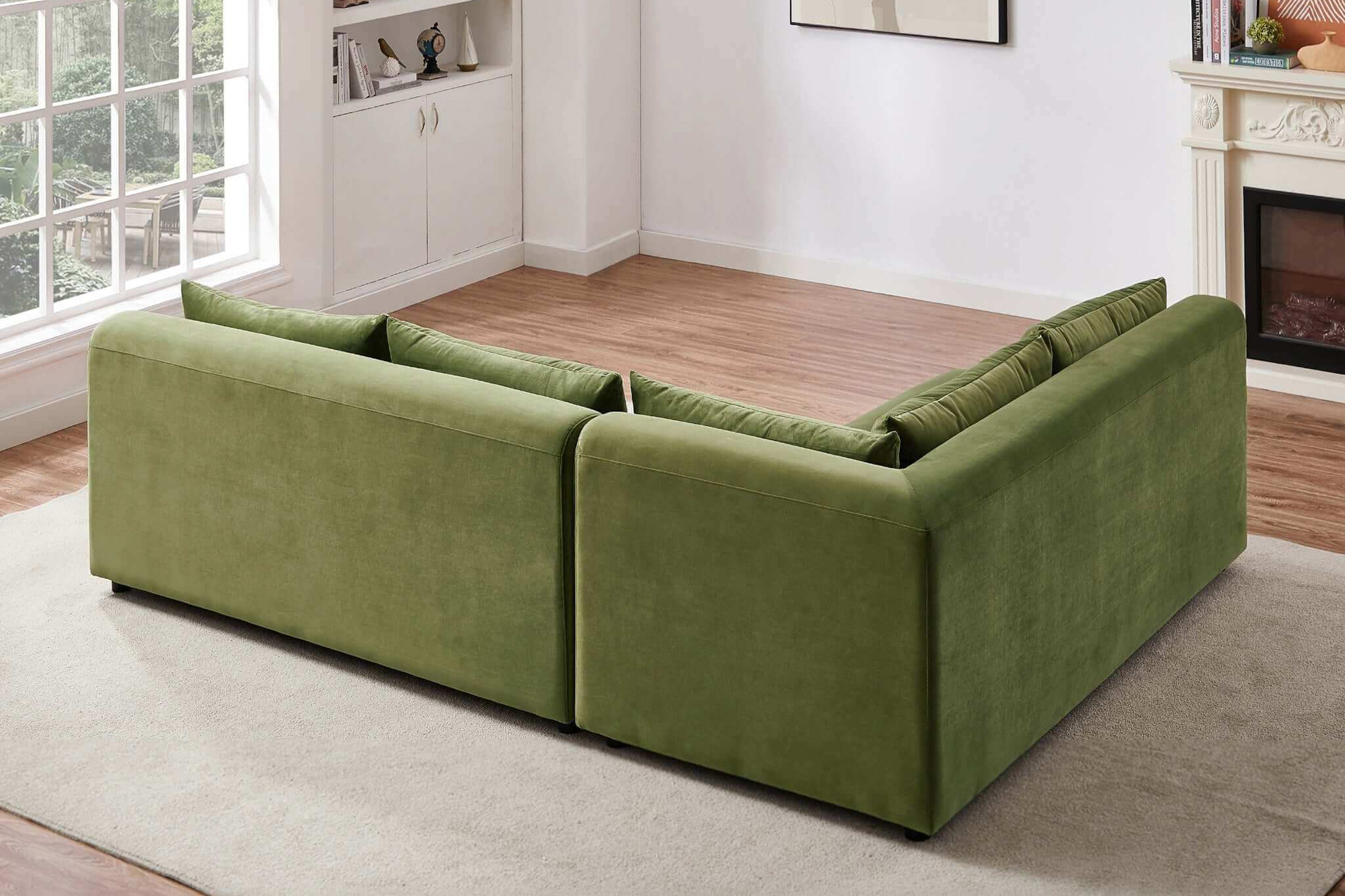 Ashcroft Aleny Modular Corner Sectional Sofa - Green