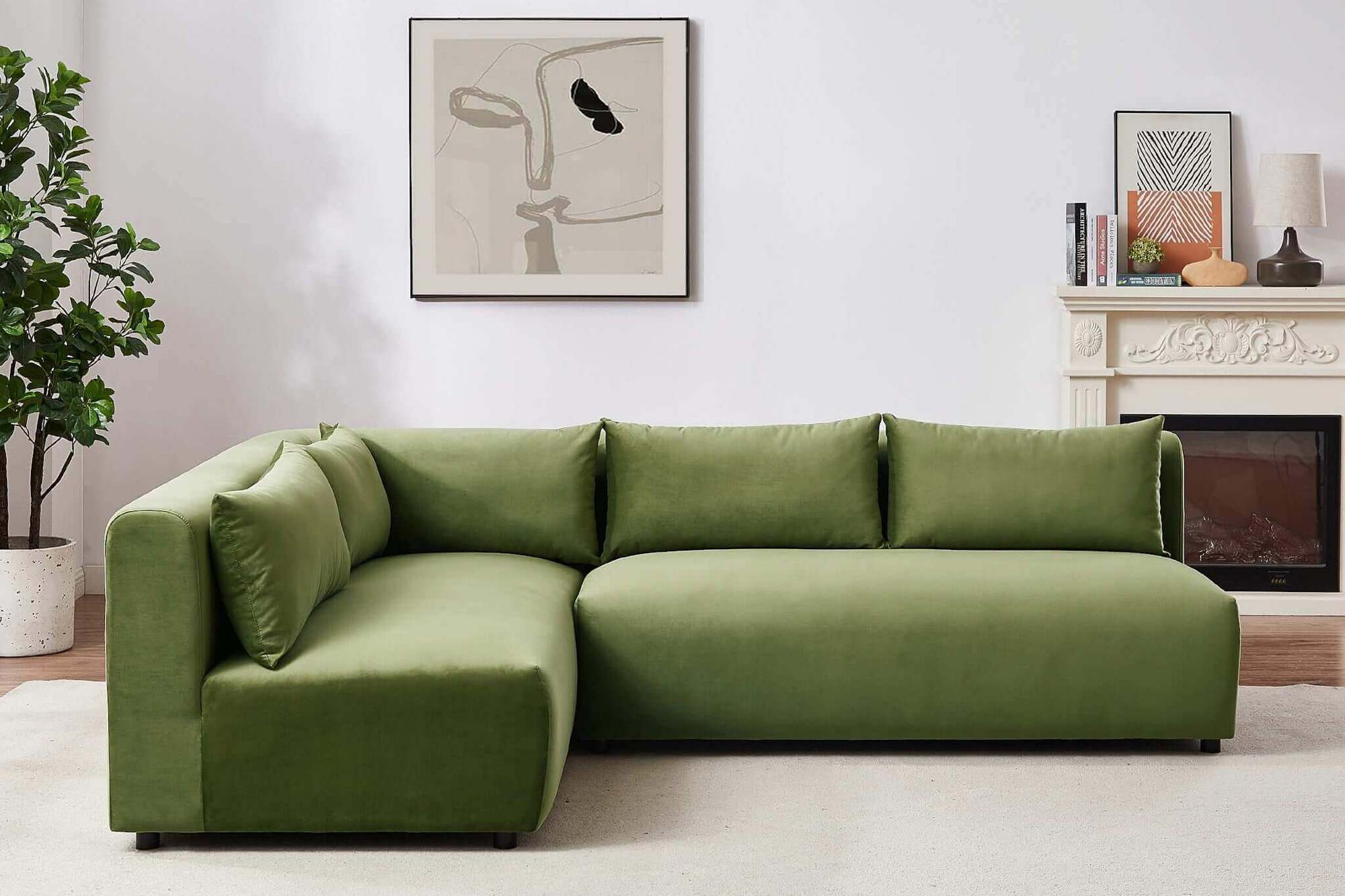 Ashcroft Aleny Modular Corner Sectional Sofa - Green