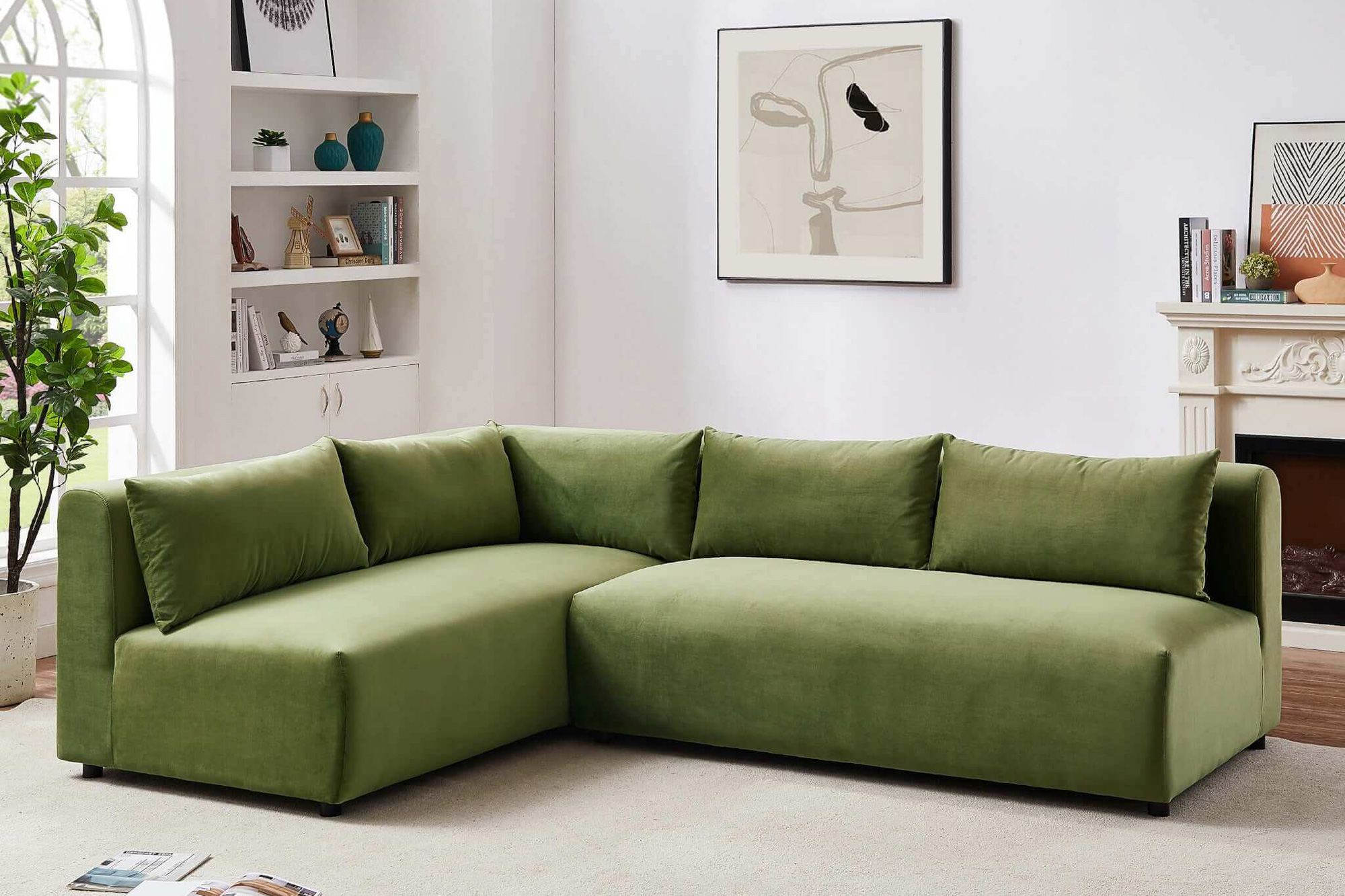 Ashcroft Aleny Modular Corner Sectional Sofa - Green