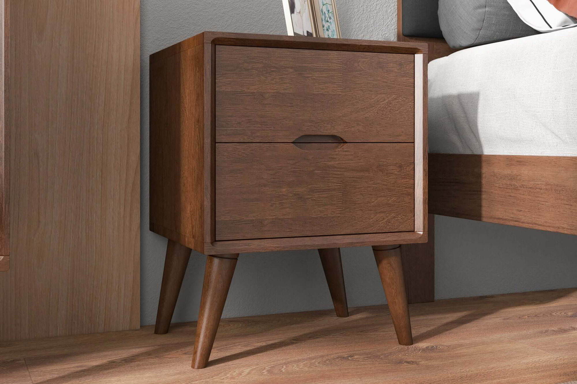 Ashcroft™ Alexandra Brown Nightstand with 2 Drawers - Brown