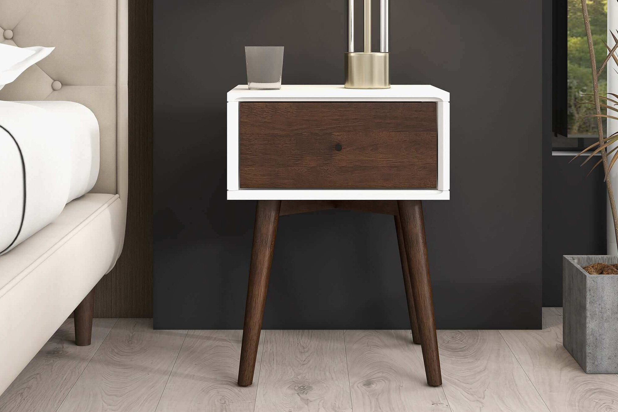 Ashcroft - Avery Solid Wood Nightstand with 1 Drawer