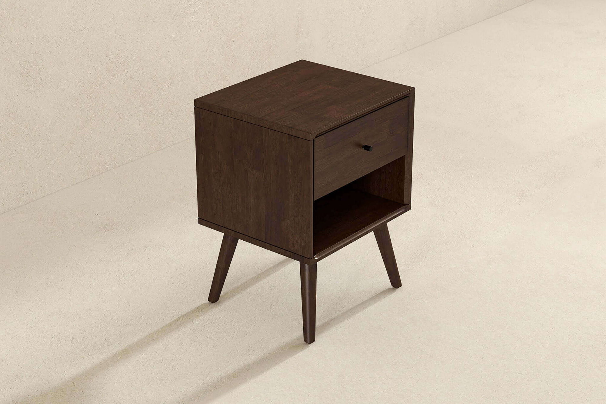 Ashcroft Caroline Mid-Century Modern Style Nightstand with 1 Drawer - Brown