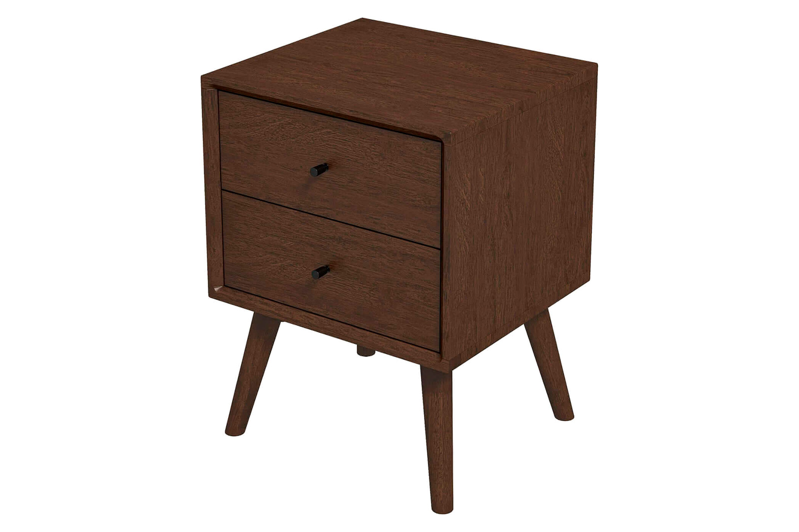 Ashcroft Caroline Mid-Century Modern Style Nightstand with 2 Drawers - Brown