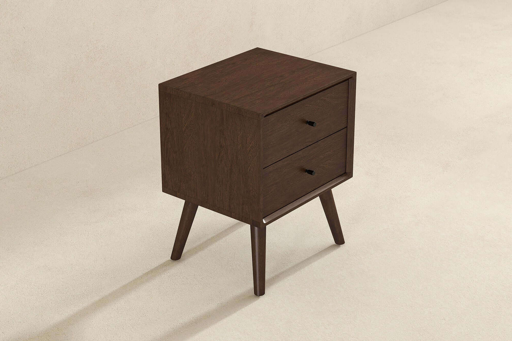 Ashcroft Caroline Mid-Century Modern Style Nightstand with 2 Drawers - Brown