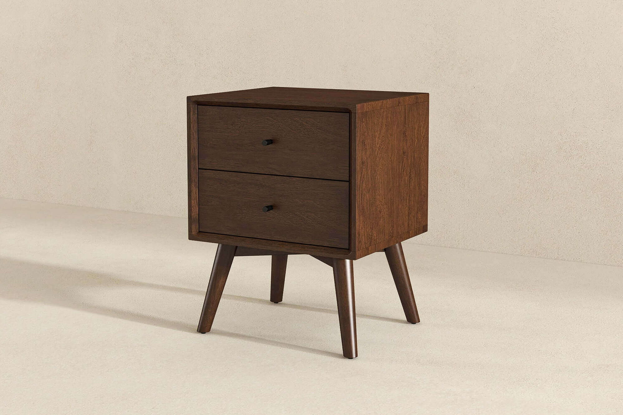 Ashcroft Caroline Mid-Century Modern Style Nightstand with 2 Drawers - Brown